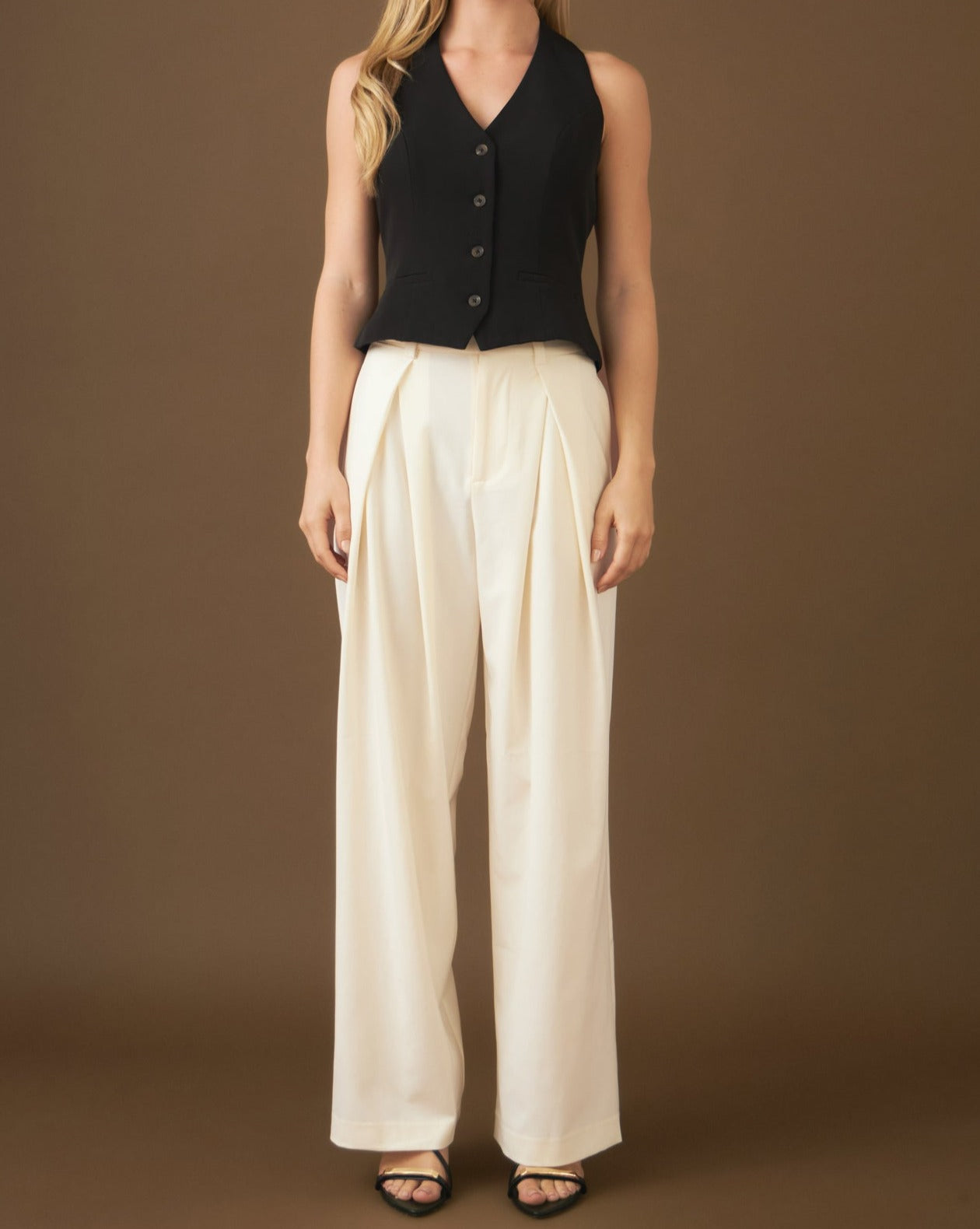 FRONT PLEAT WIDE TROUSERS