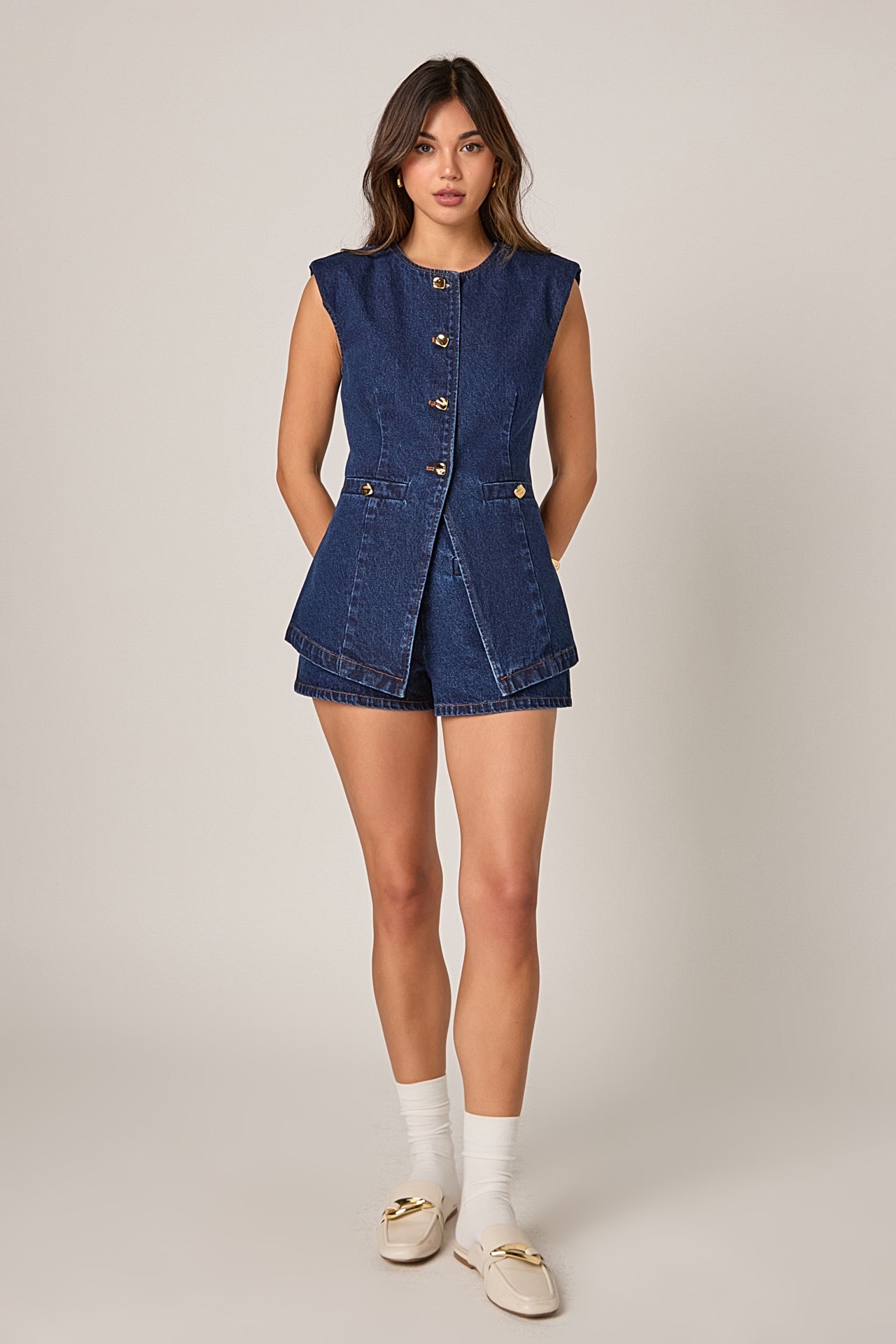 Denim Buttoned Vest