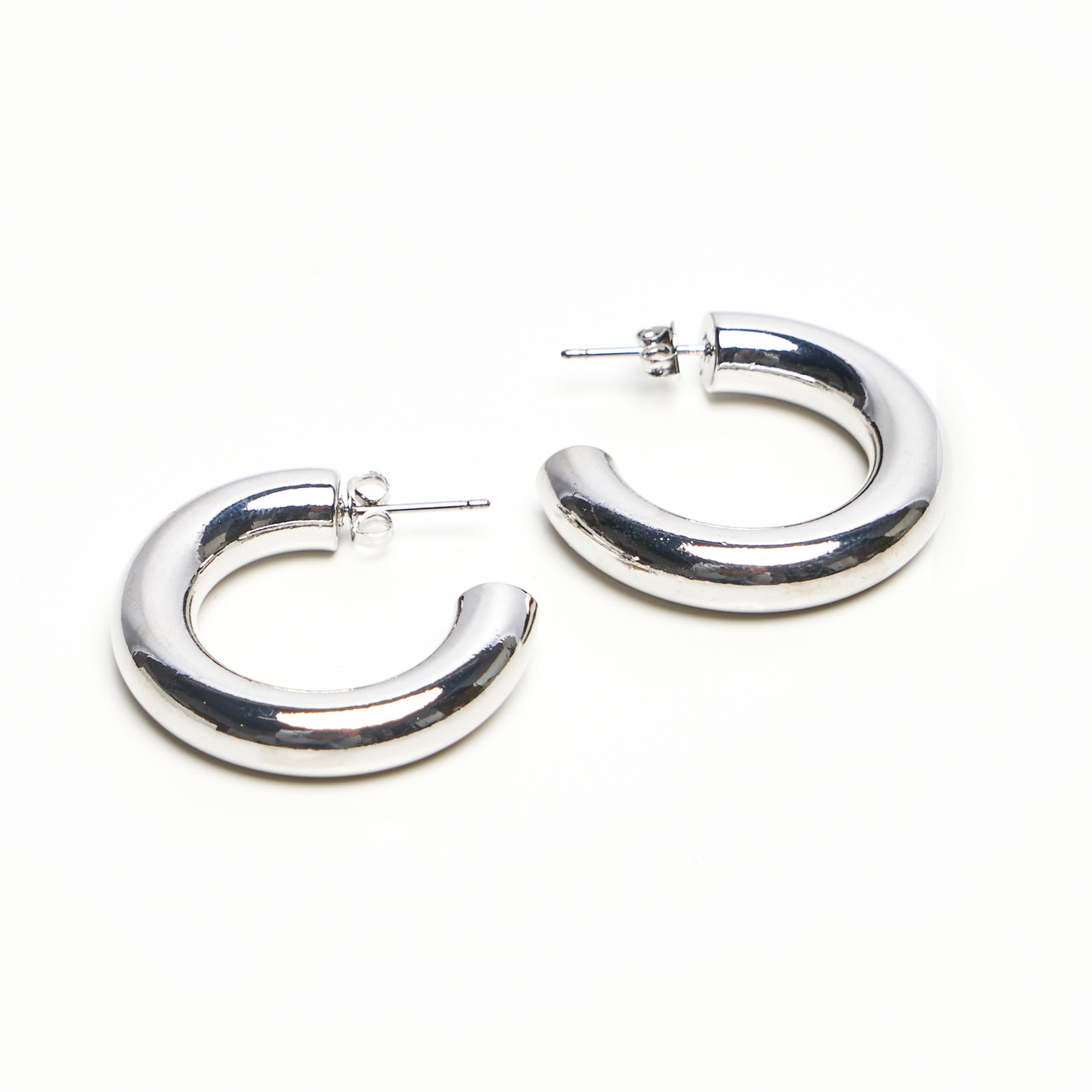 White Gold Hoops 25mm