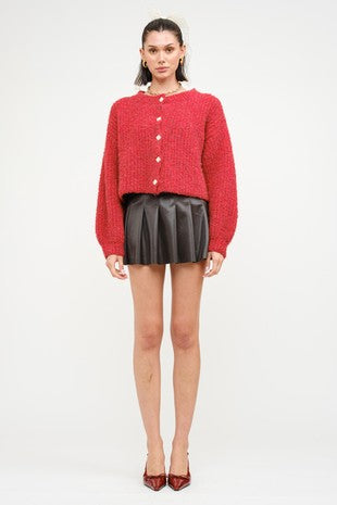 Rachel Red Knit Sweater Cardigan