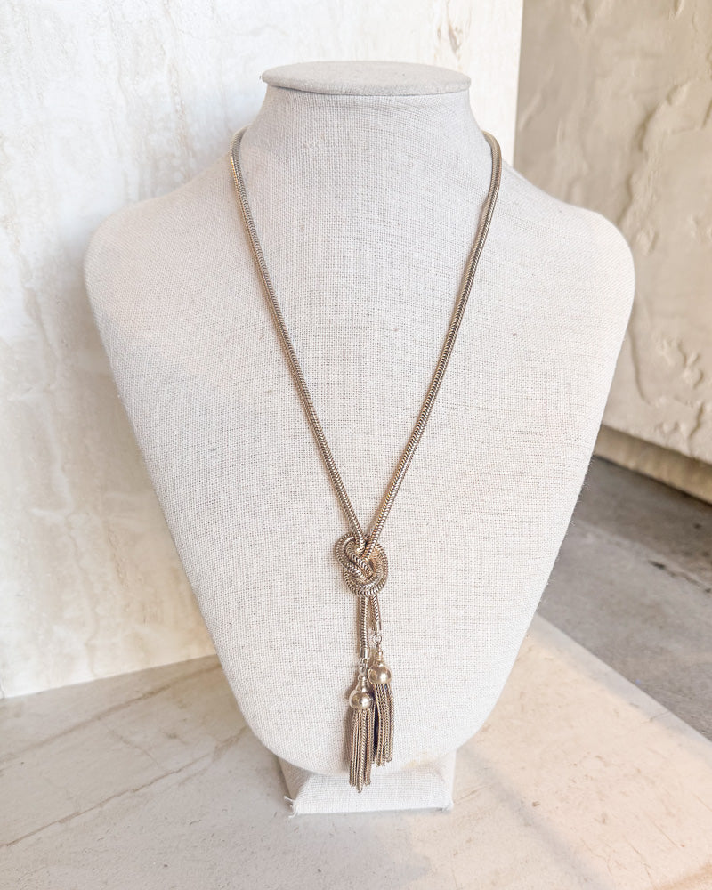 Vintage Gold knotted double tassel pendant