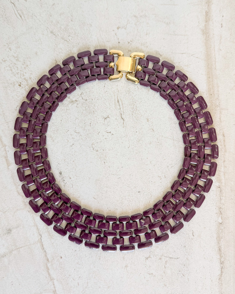 Vintage Purple Brick Link Necklace