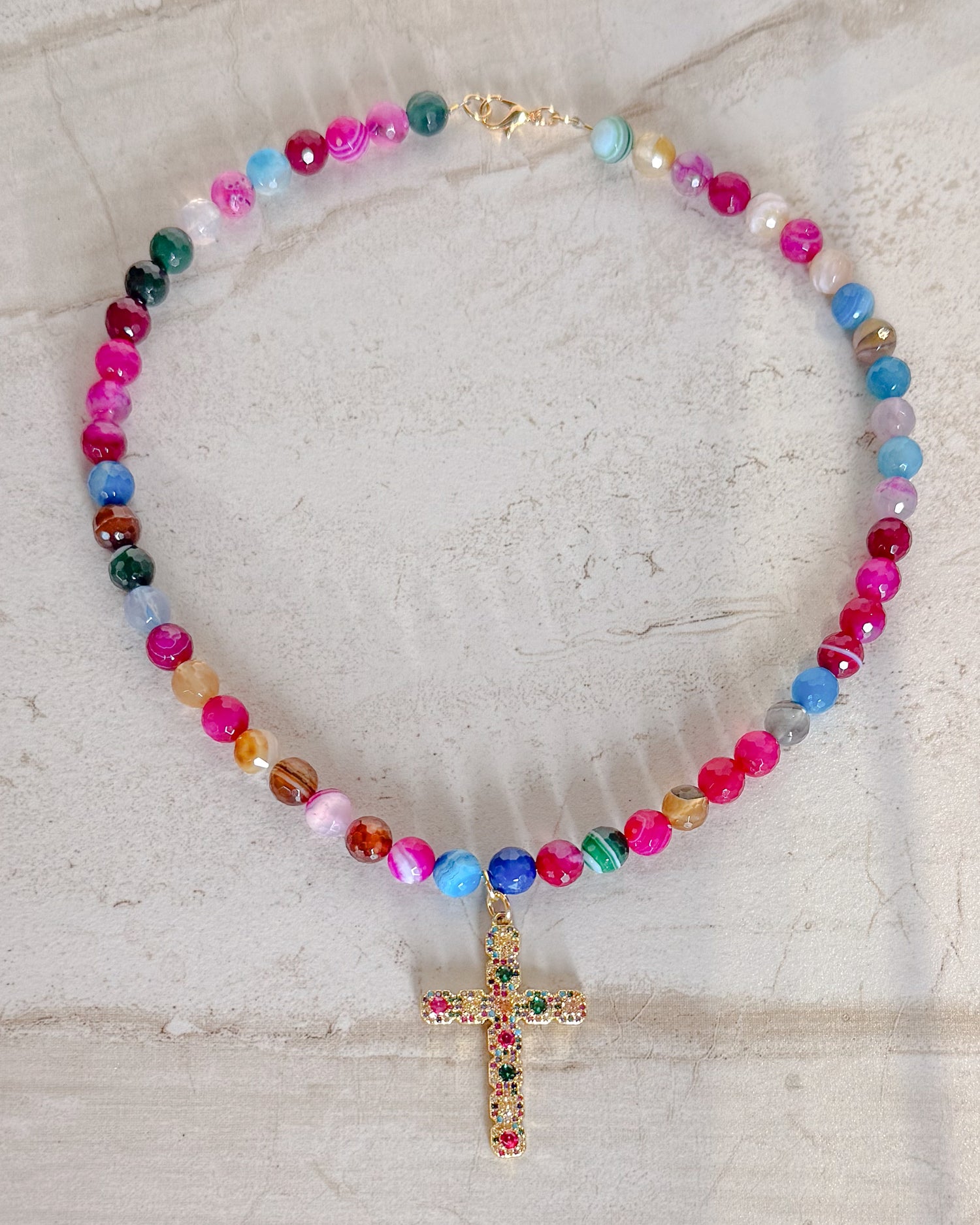 Multicolor Cross on 8mm Beads