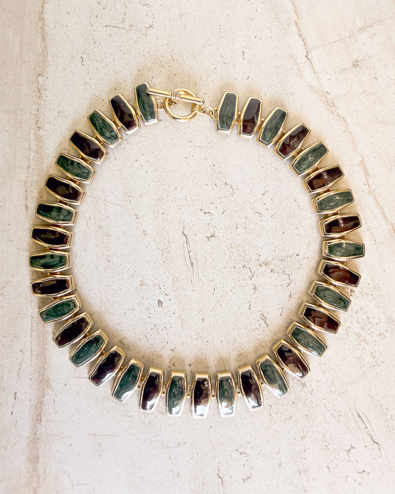 Vintage Jewel-Tone Link Statement Necklace