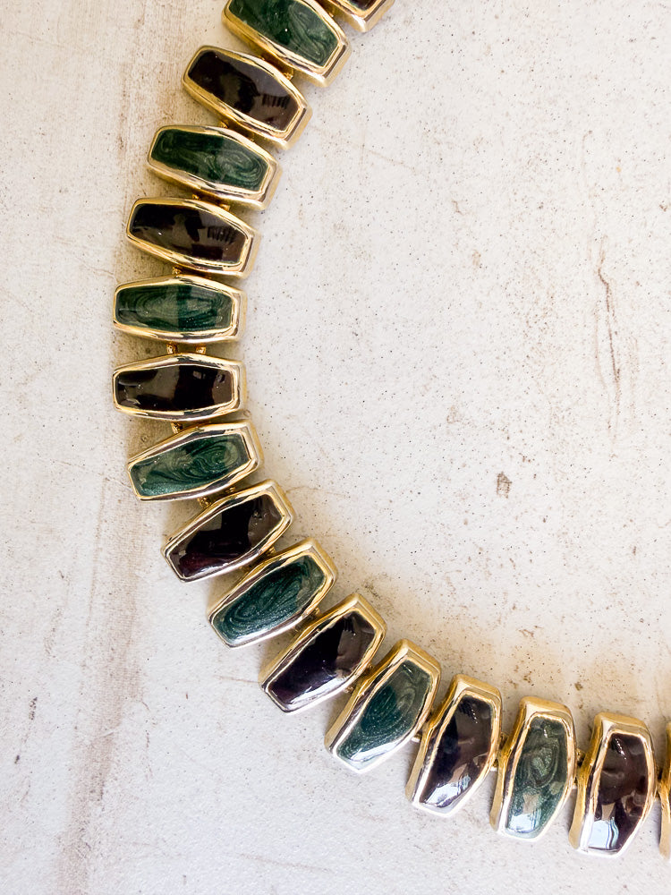 Vintage Jewel-Tone Link Statement Necklace
