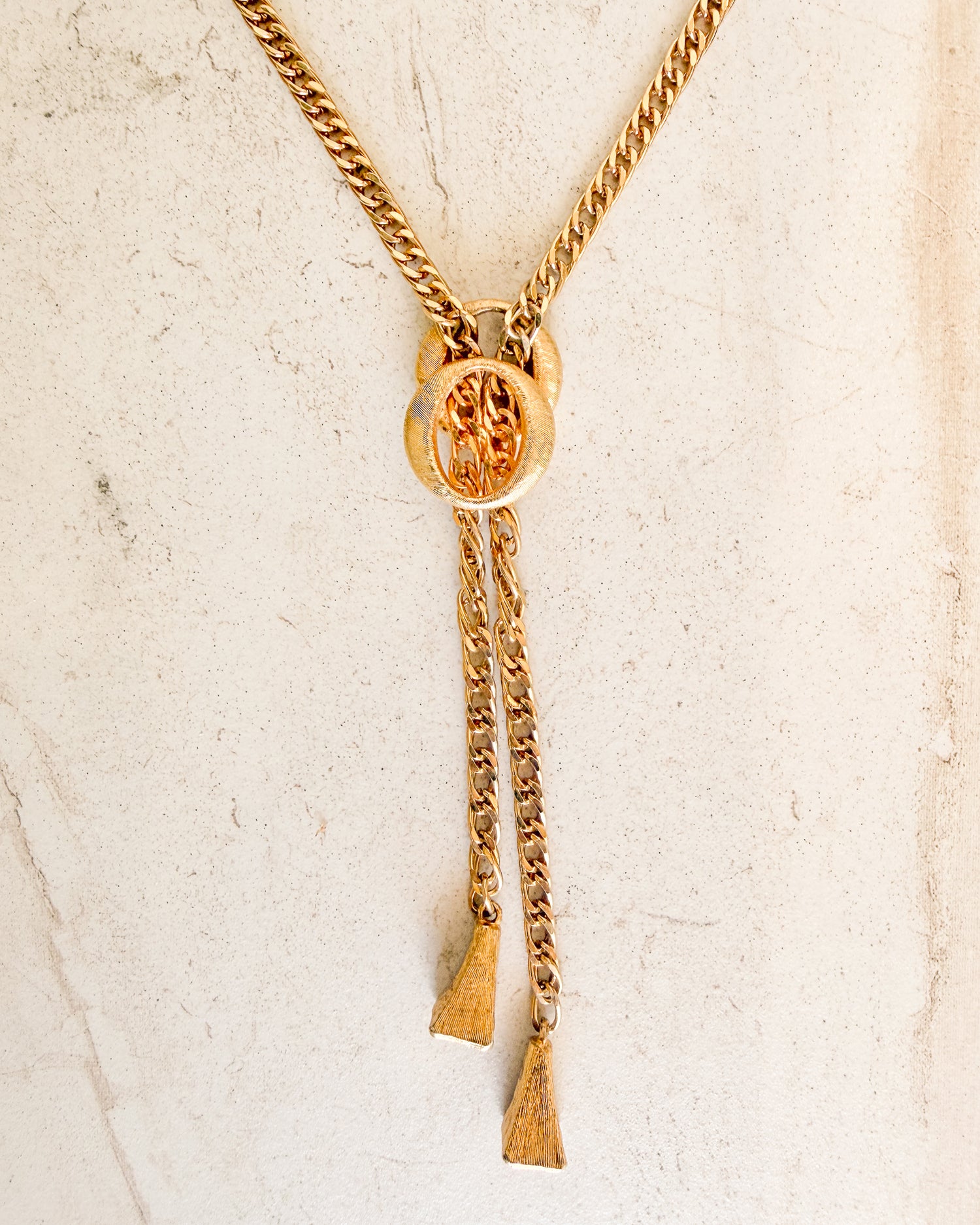 Vintage gold-plated lariat necklace
