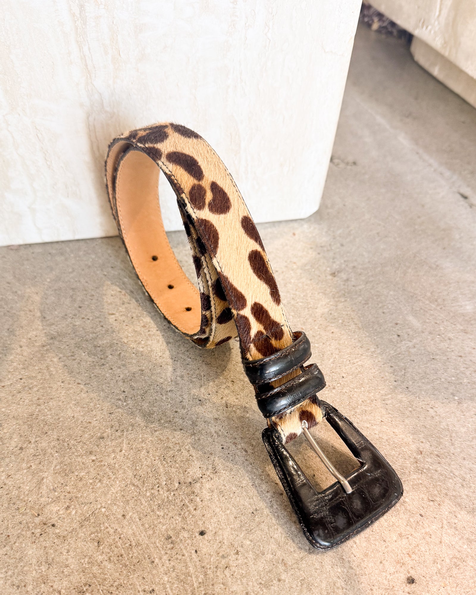 Vintage Leather Another Line Leopard Belt sm