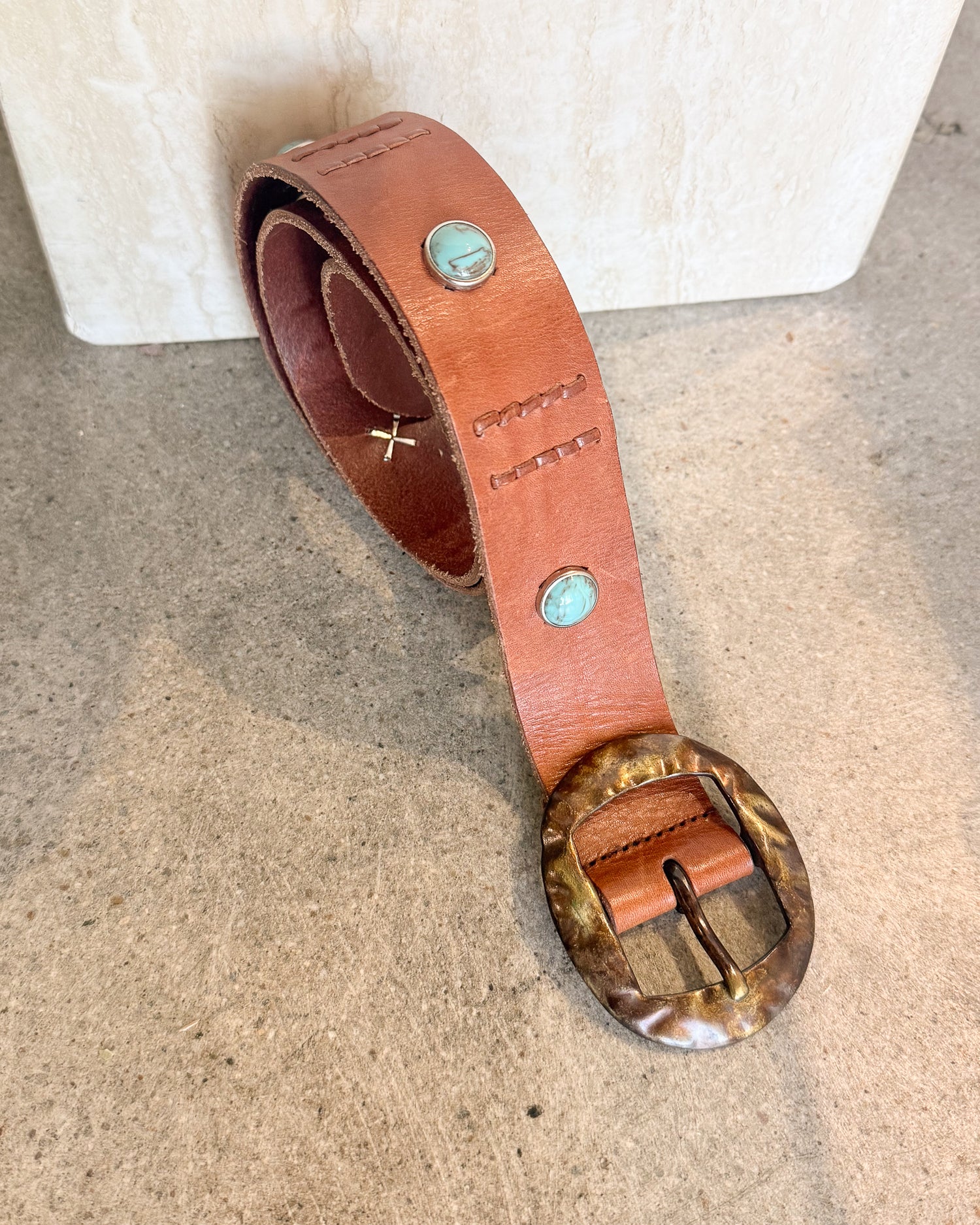 Vintage Streets Ahead Leather Turquoise studded Belt sm/med