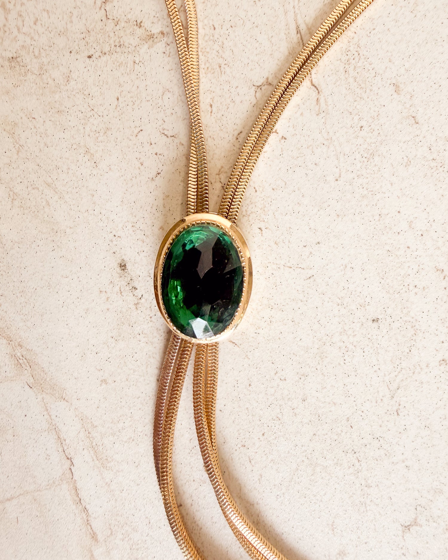 Vintage gold-TONE EMERALD lariat necklace