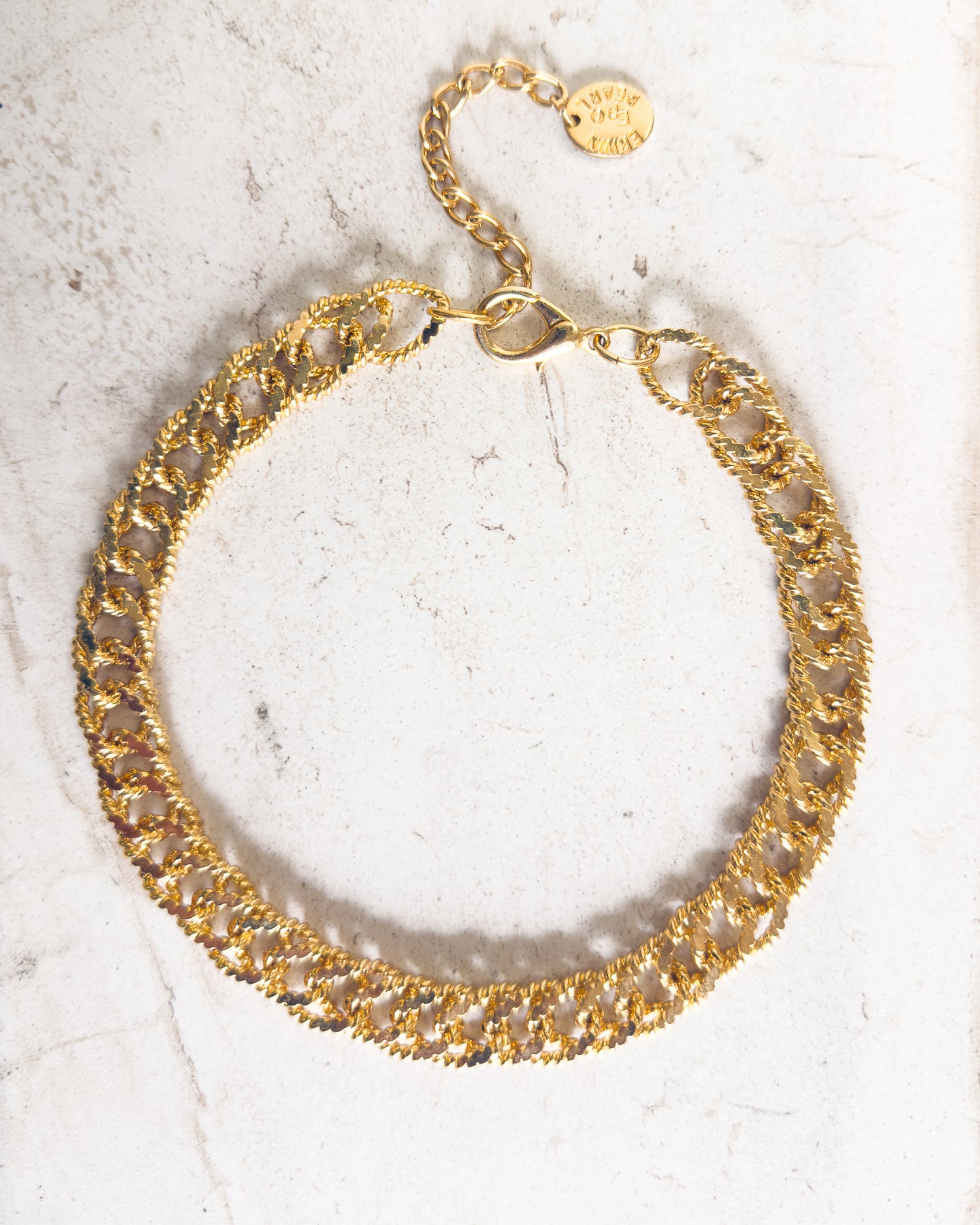 Vintage Signed GOLD TONE TEXTURED STATEMENT CHAIN NECKLACE