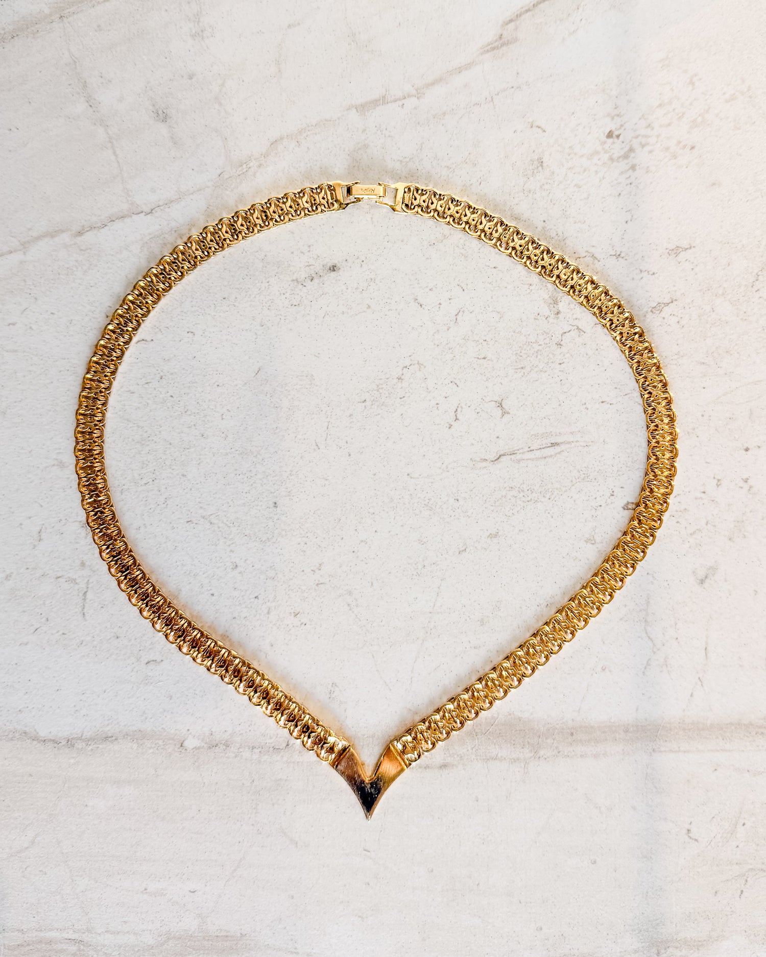 Vintage Signed Gold-Tone V Necklace