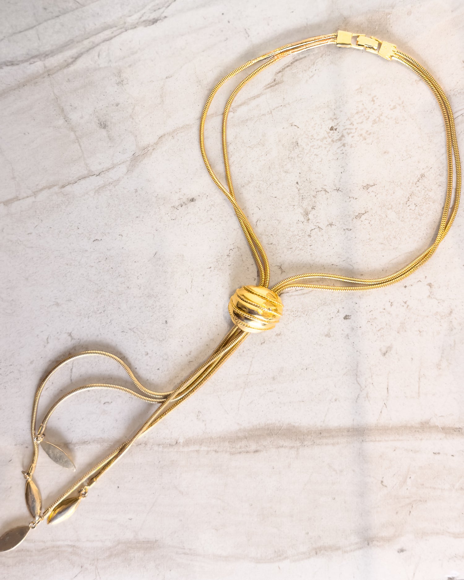 Vintage gold-TONE lariat Tassel necklace