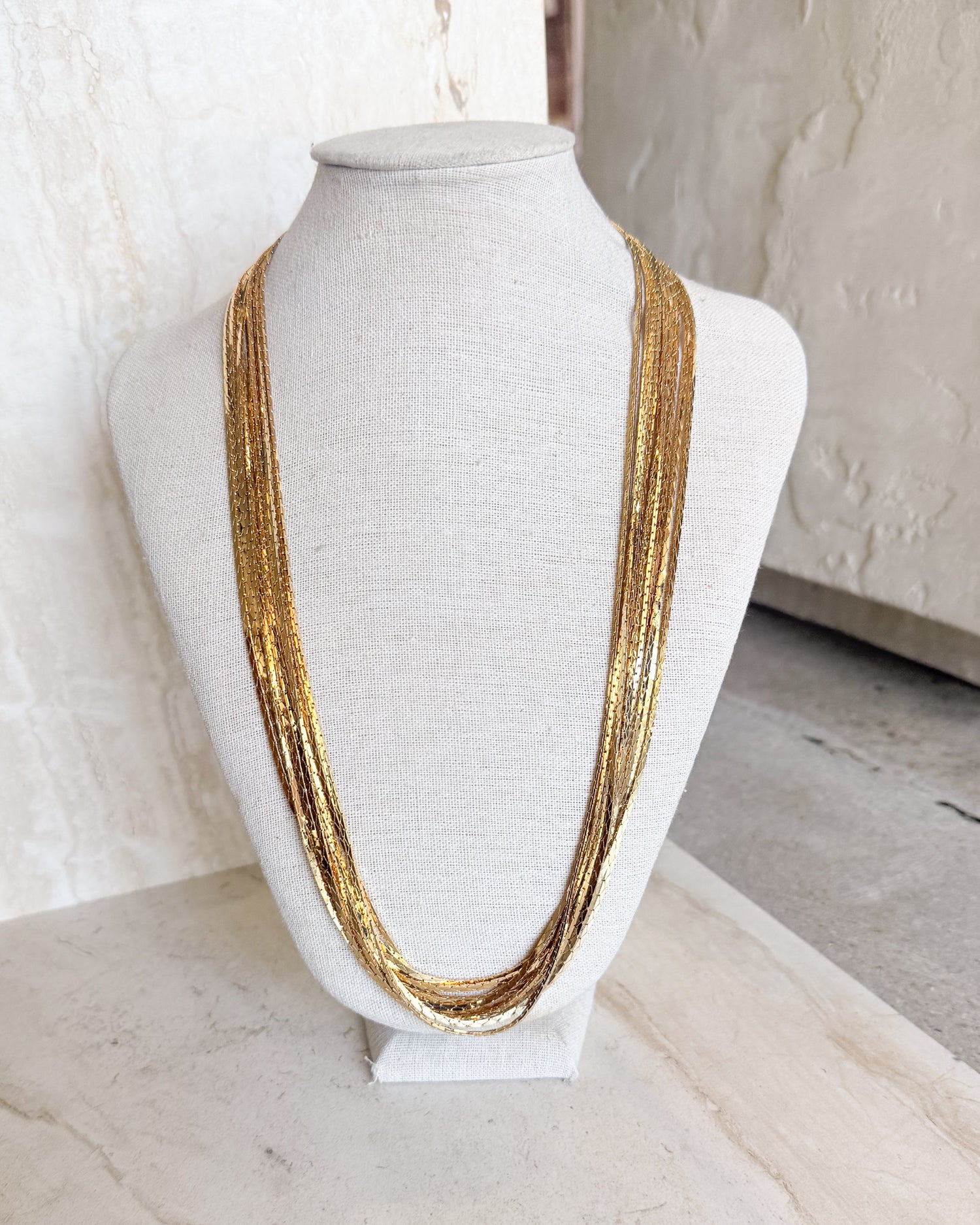 Vintage Gold Tone 10 Strand Necklace
