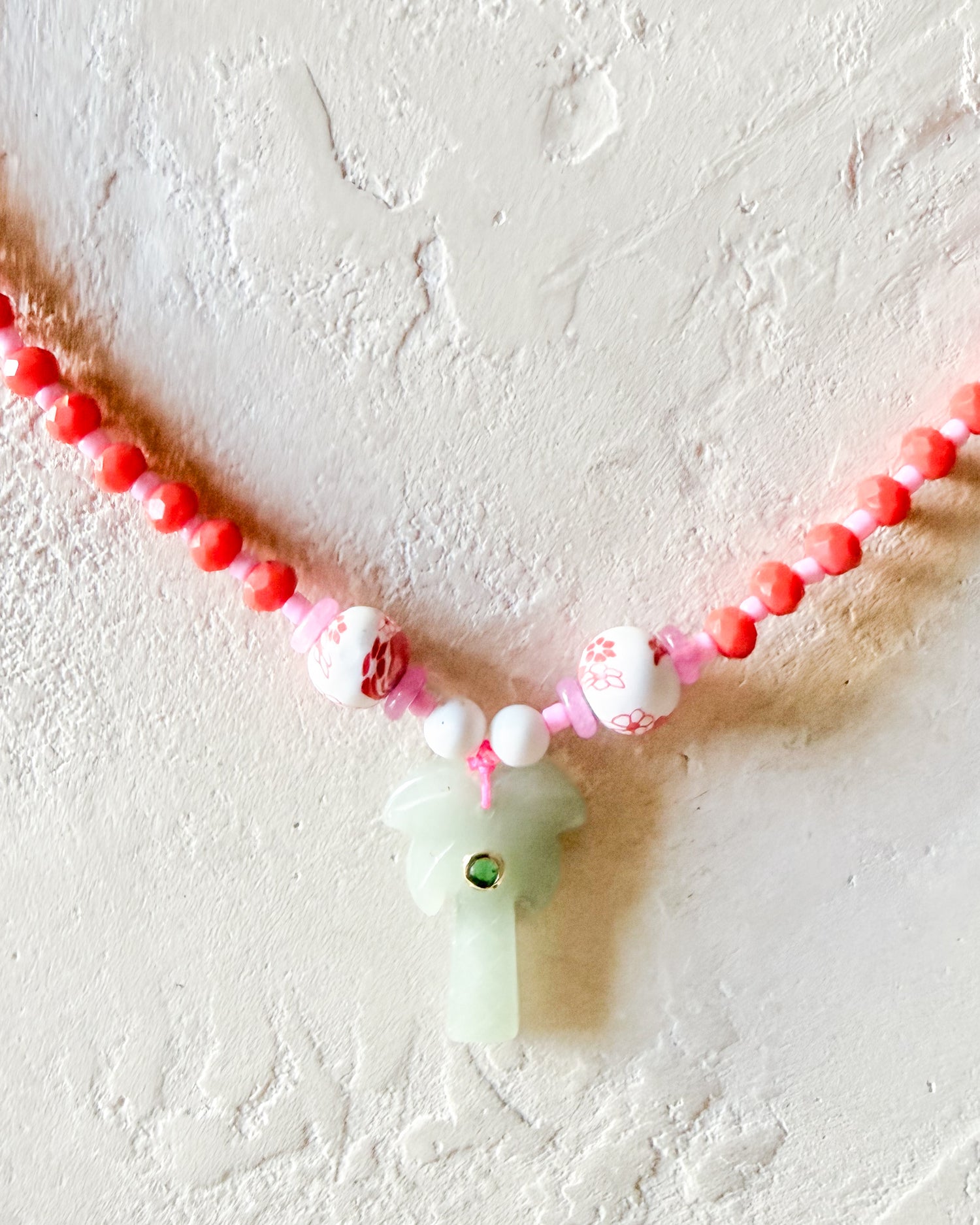 Crystal Palm Tree Beaded Necklace