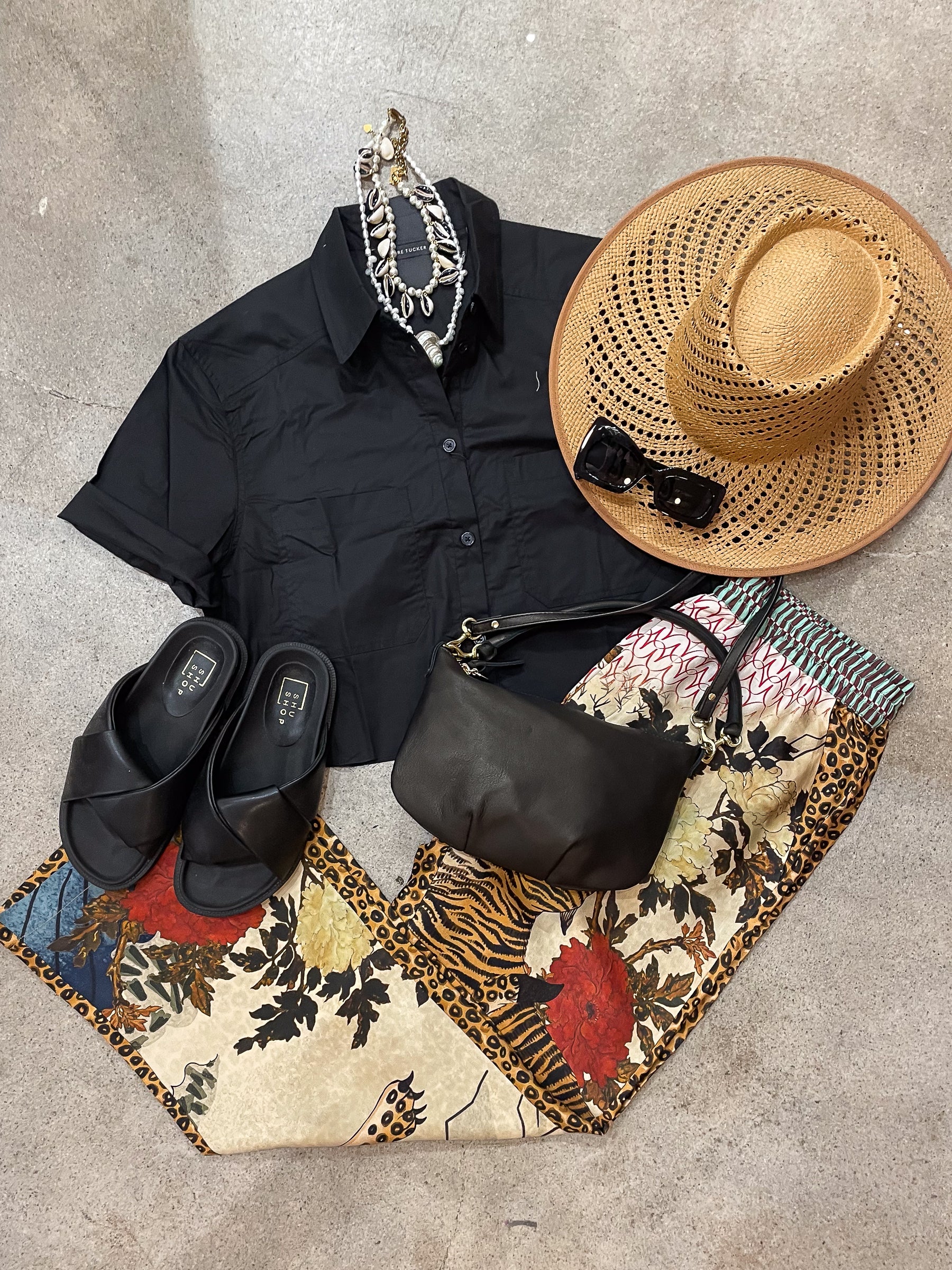 Basic Preslie Poplin Cropped Shirt Black