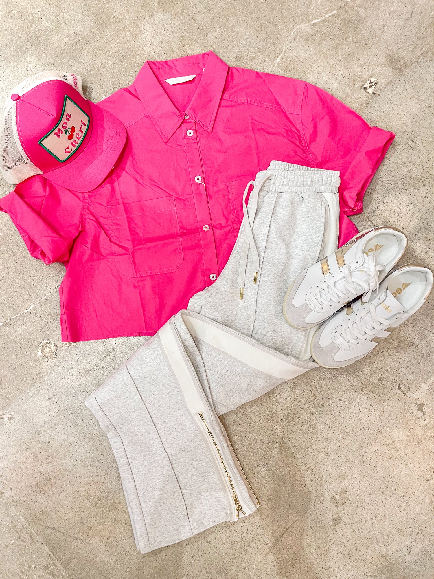 Basic Preslie Poplin Cropped Shirt Magenta