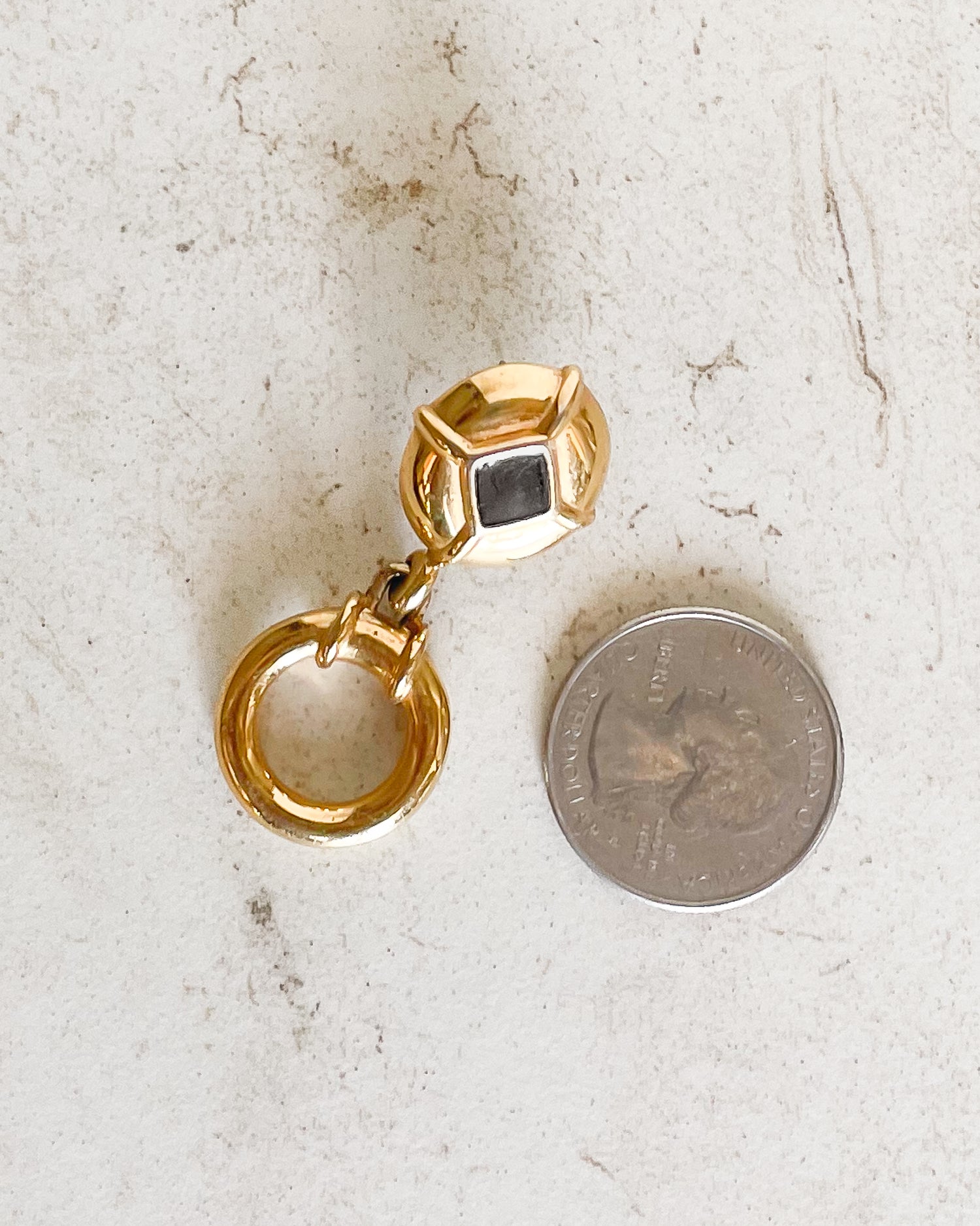 Vintage circular black enamel drop earrings