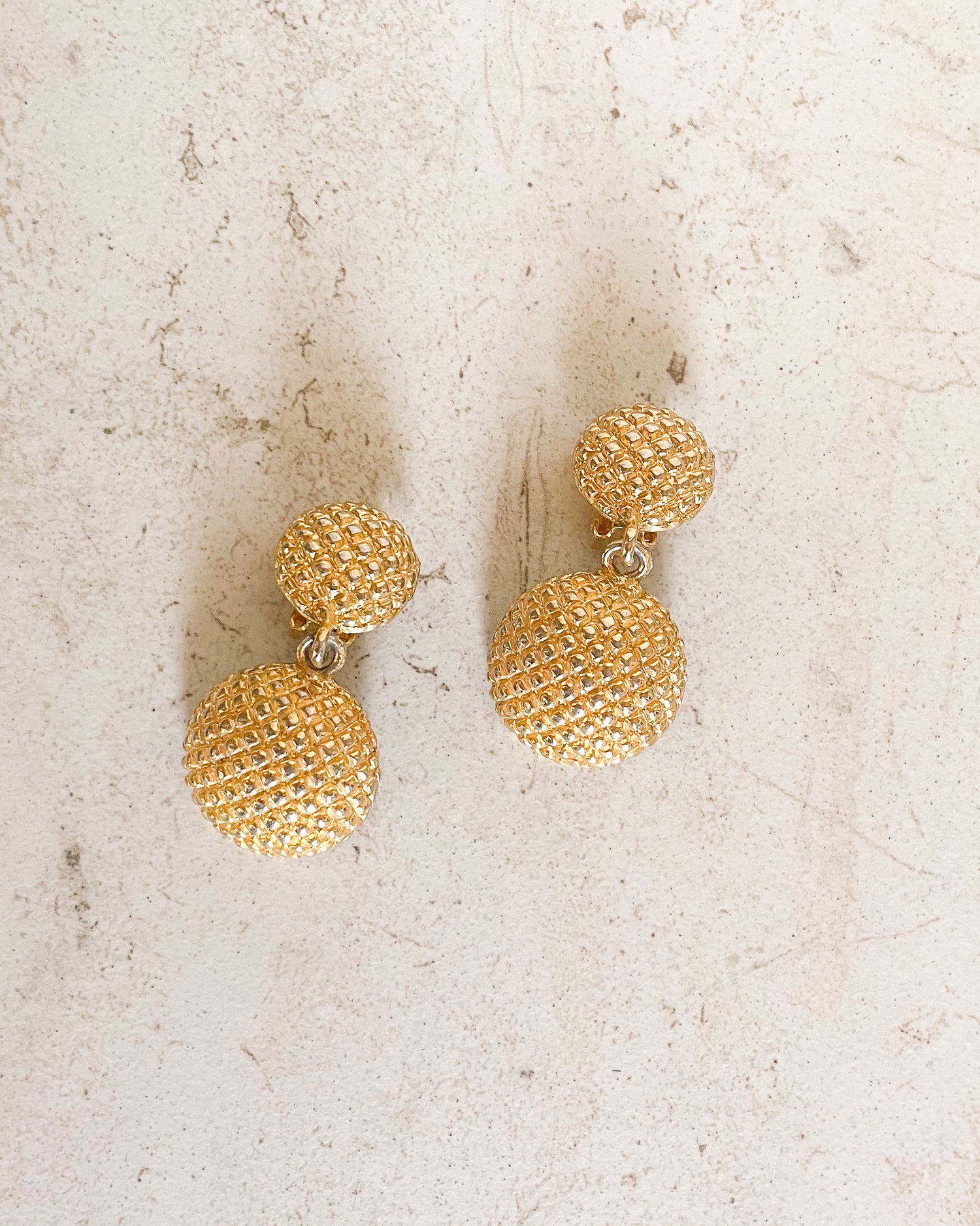 Vintage Gold-Tone Textured Earrings