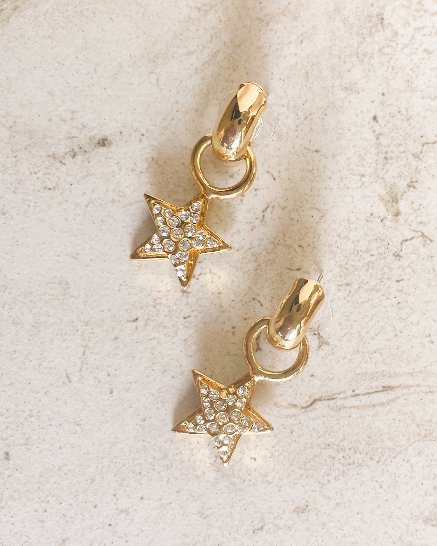 Vintage dangle crystal Star Clip Hoop Earrings