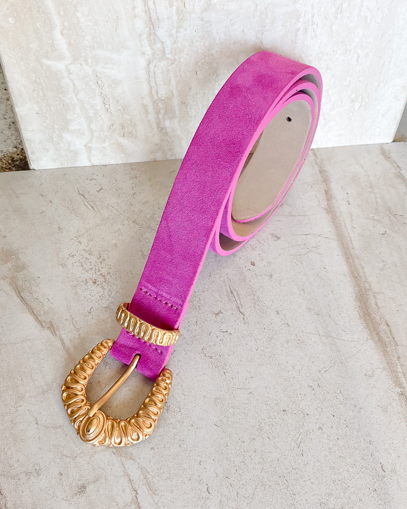Terry Suede Leather Fuschia Belt