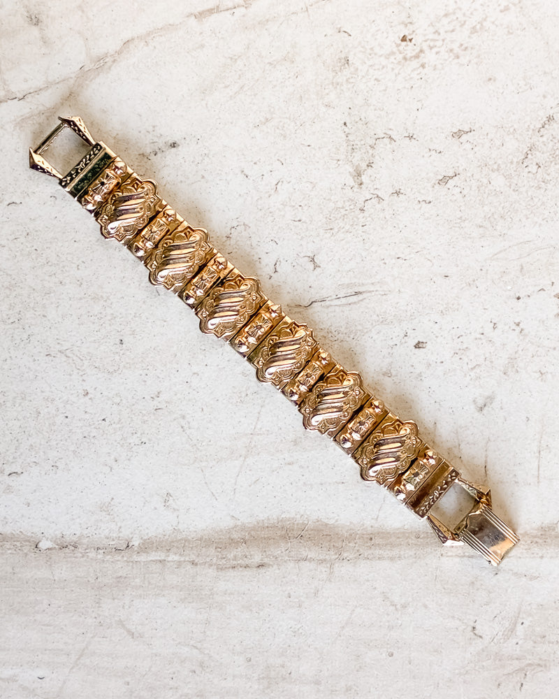 Vintage textured panel link Bracelet