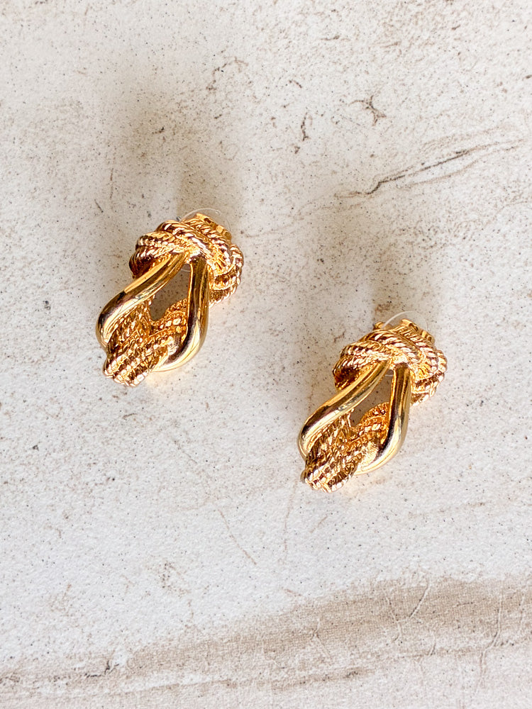 Vintage Gold Plate Twisted Knot Earrings