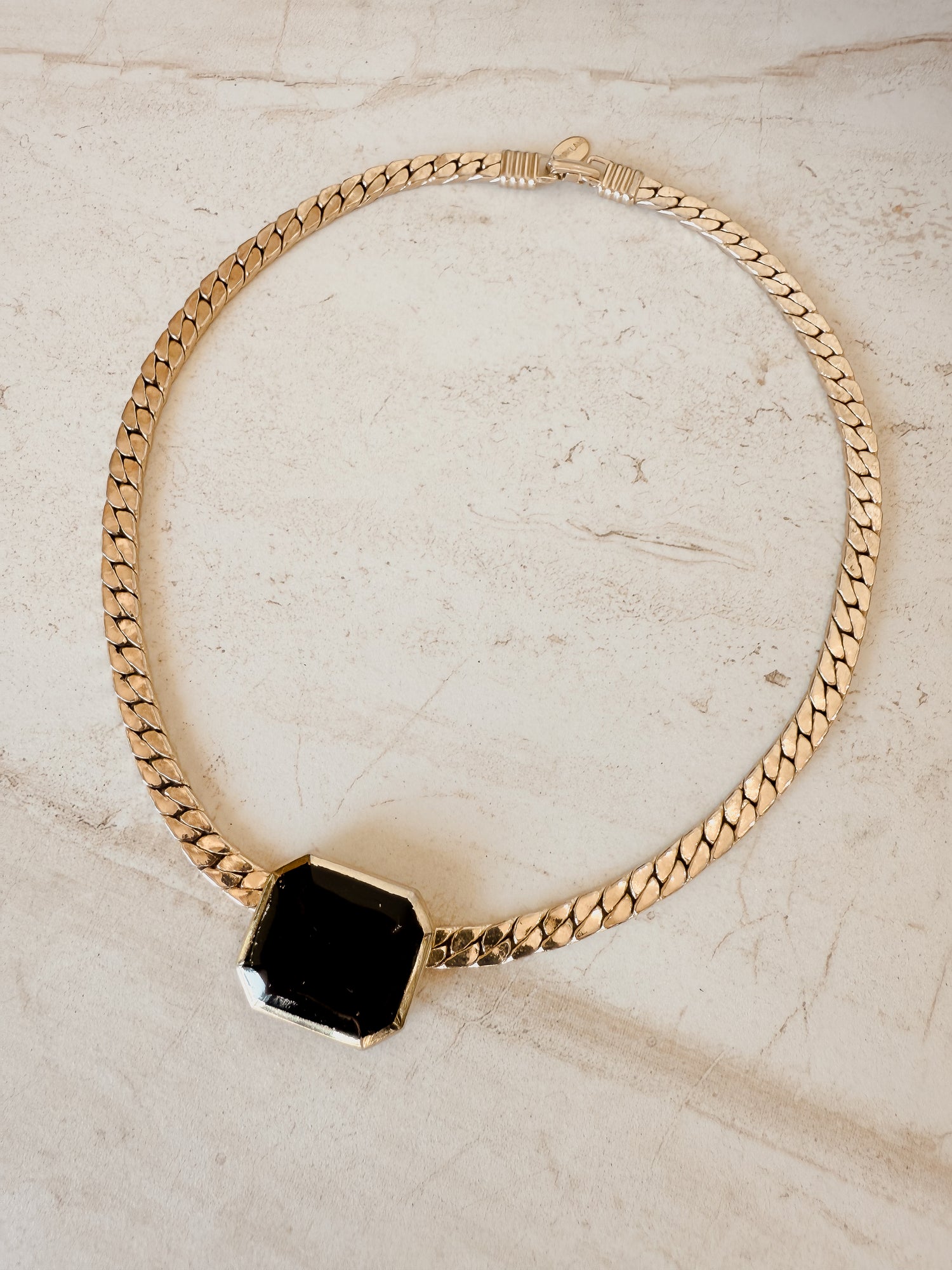 Vintage Elegant Glam Black Stone Necklace