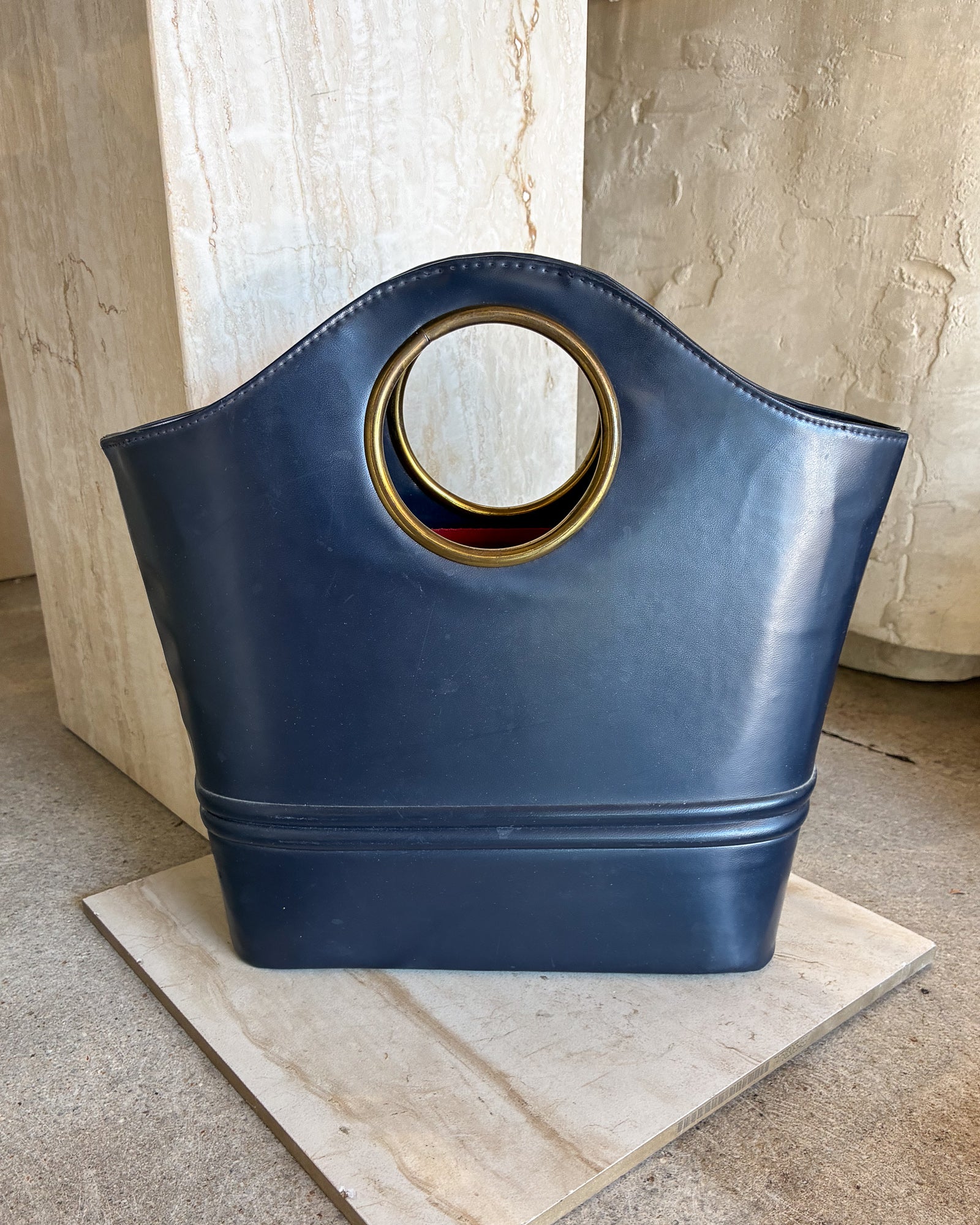 Vintage Blue Leather 1960s Bag