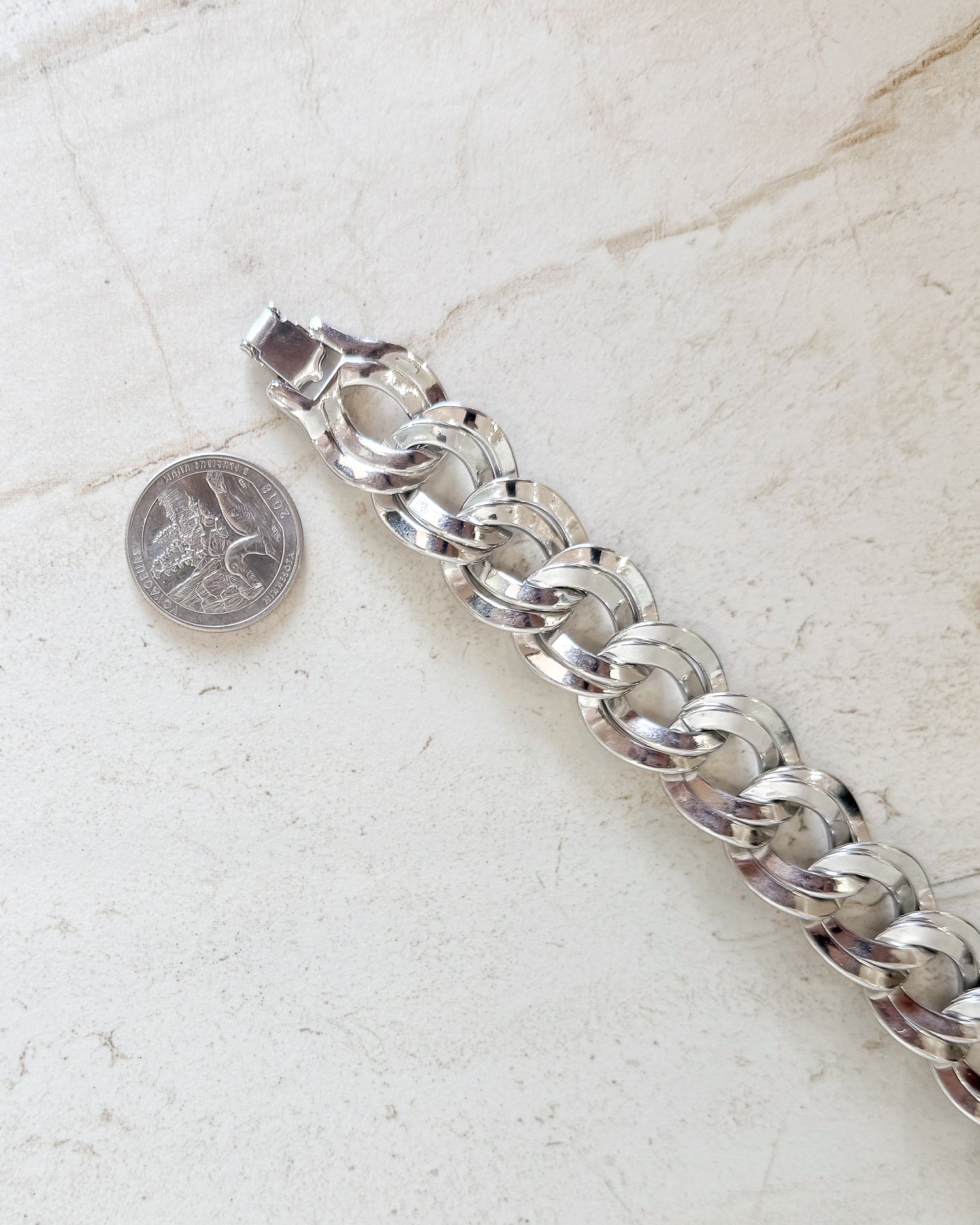 Vintage Silver Tone Link Bracelet