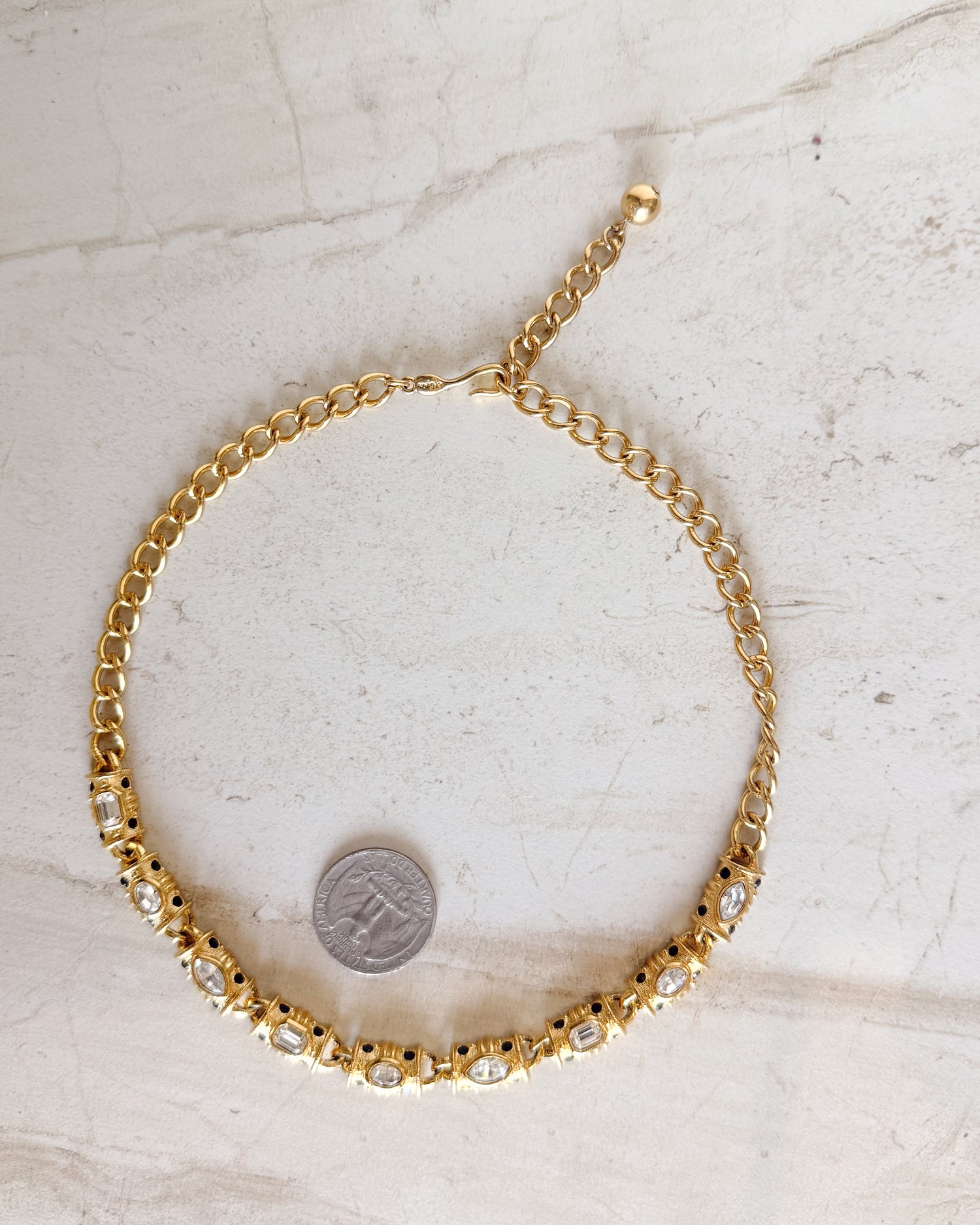 Vintage Gold Chain Diamond Necklace