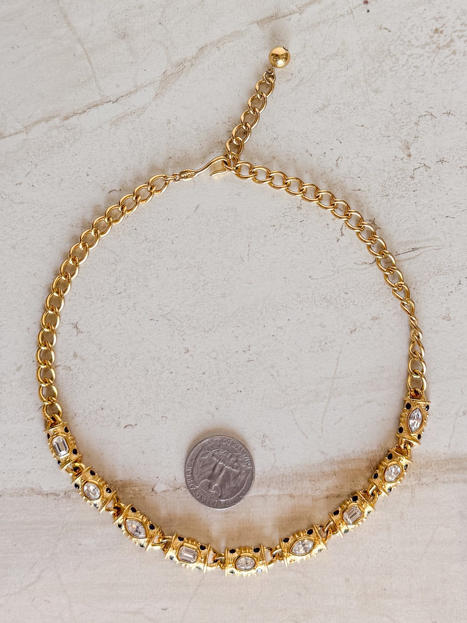 Vintage Gold Chain Diamond Necklace
