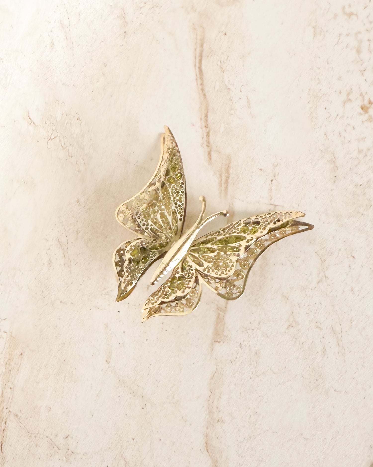 Vintage Gold Tone Butterfly Brooch