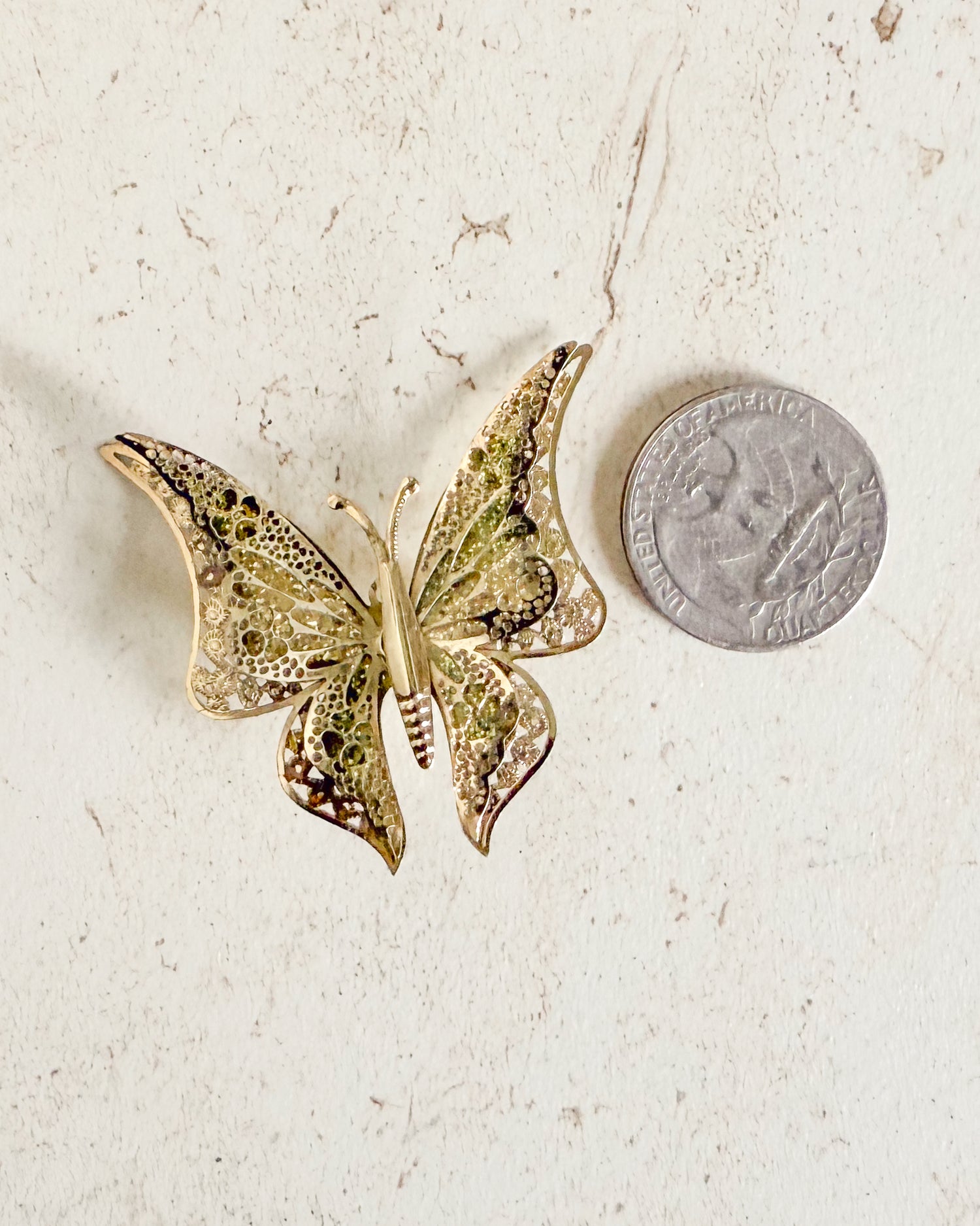 Vintage Gold Tone Butterfly Brooch
