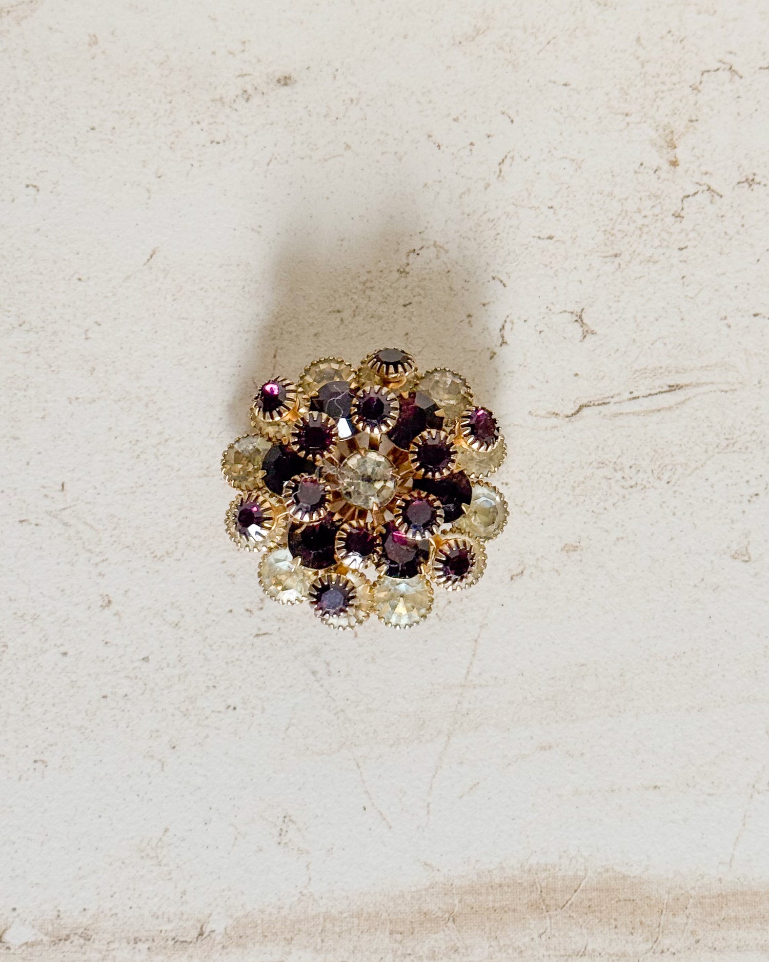 Vintage Purple Rhinestone Brooch