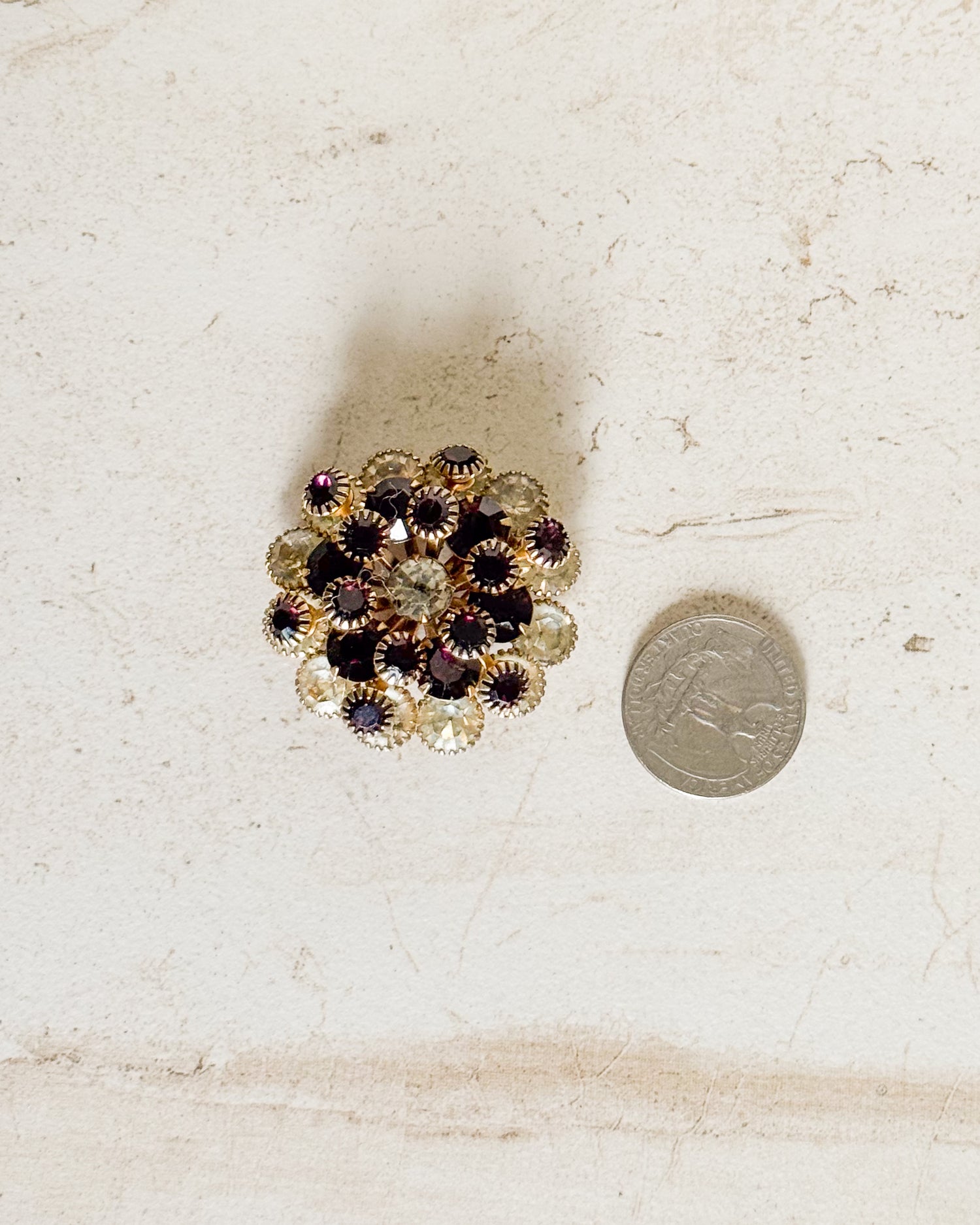 Vintage Purple Rhinestone Brooch