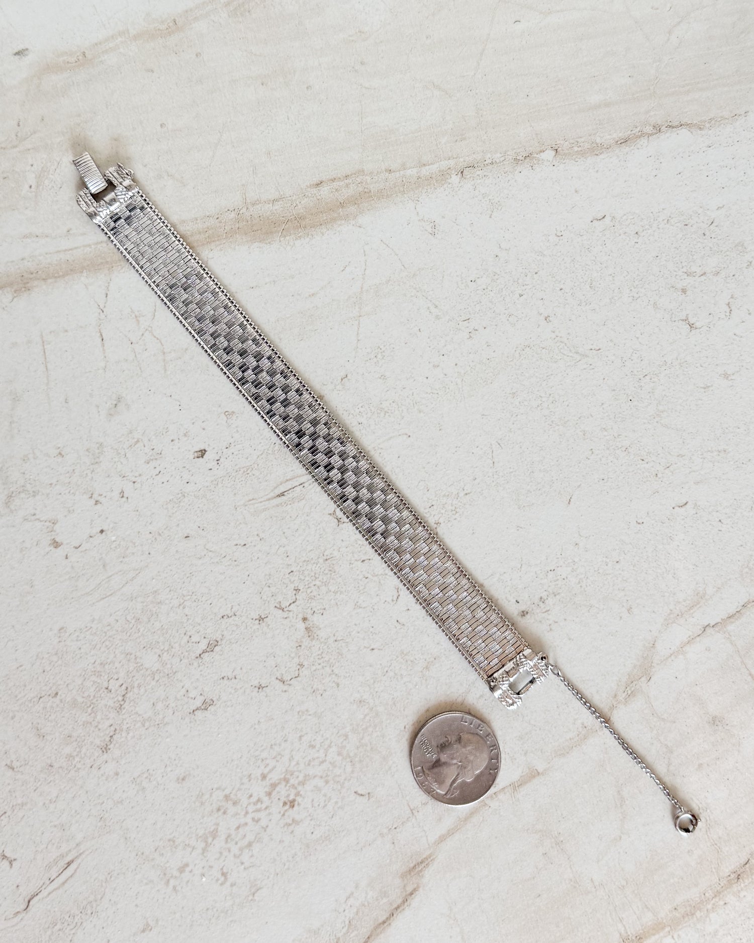 Vintage Goldette Silver Tone Heavy Mesh Bracelet