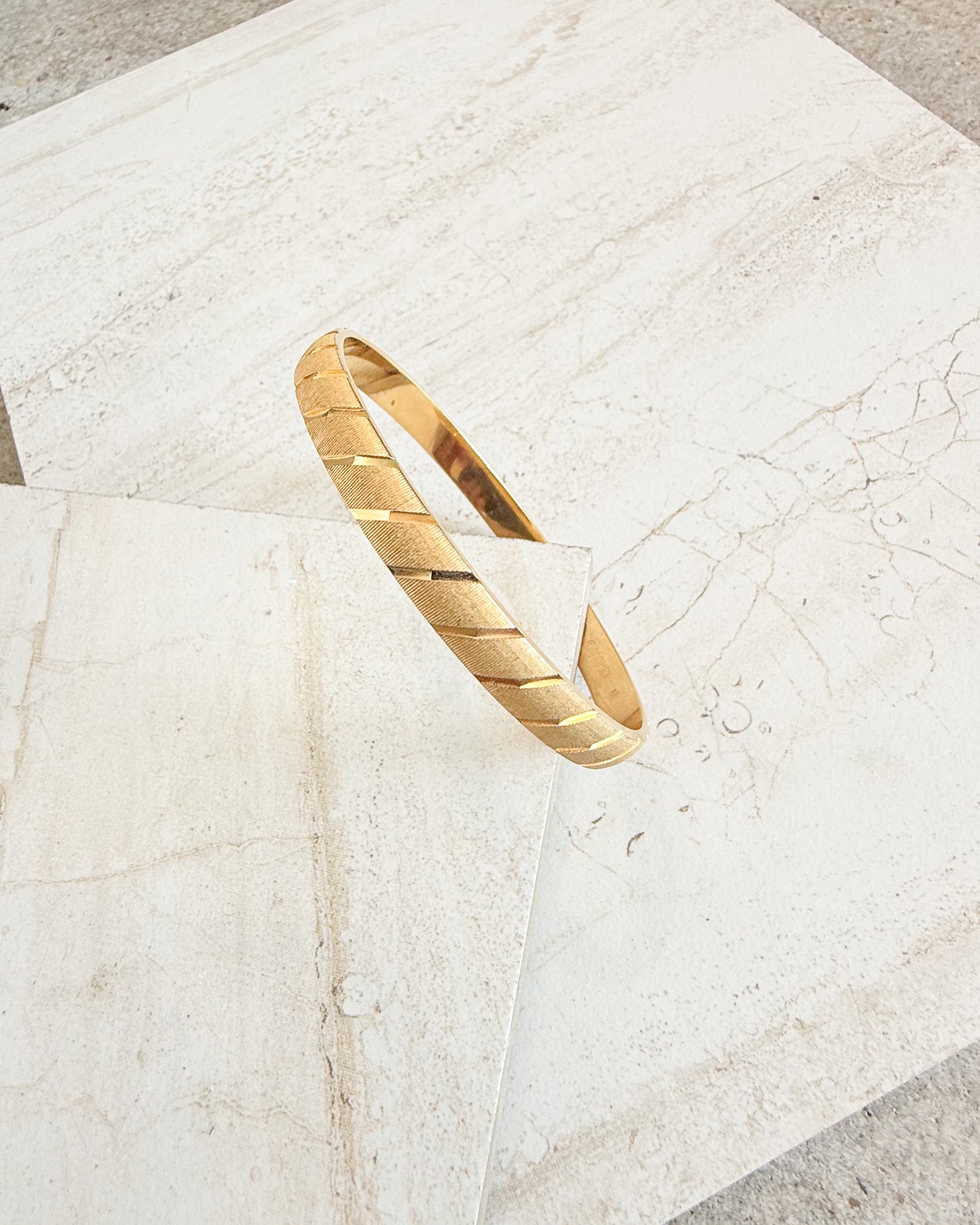 Vintage MONET Signed Gold Metal Bangle Bracelet