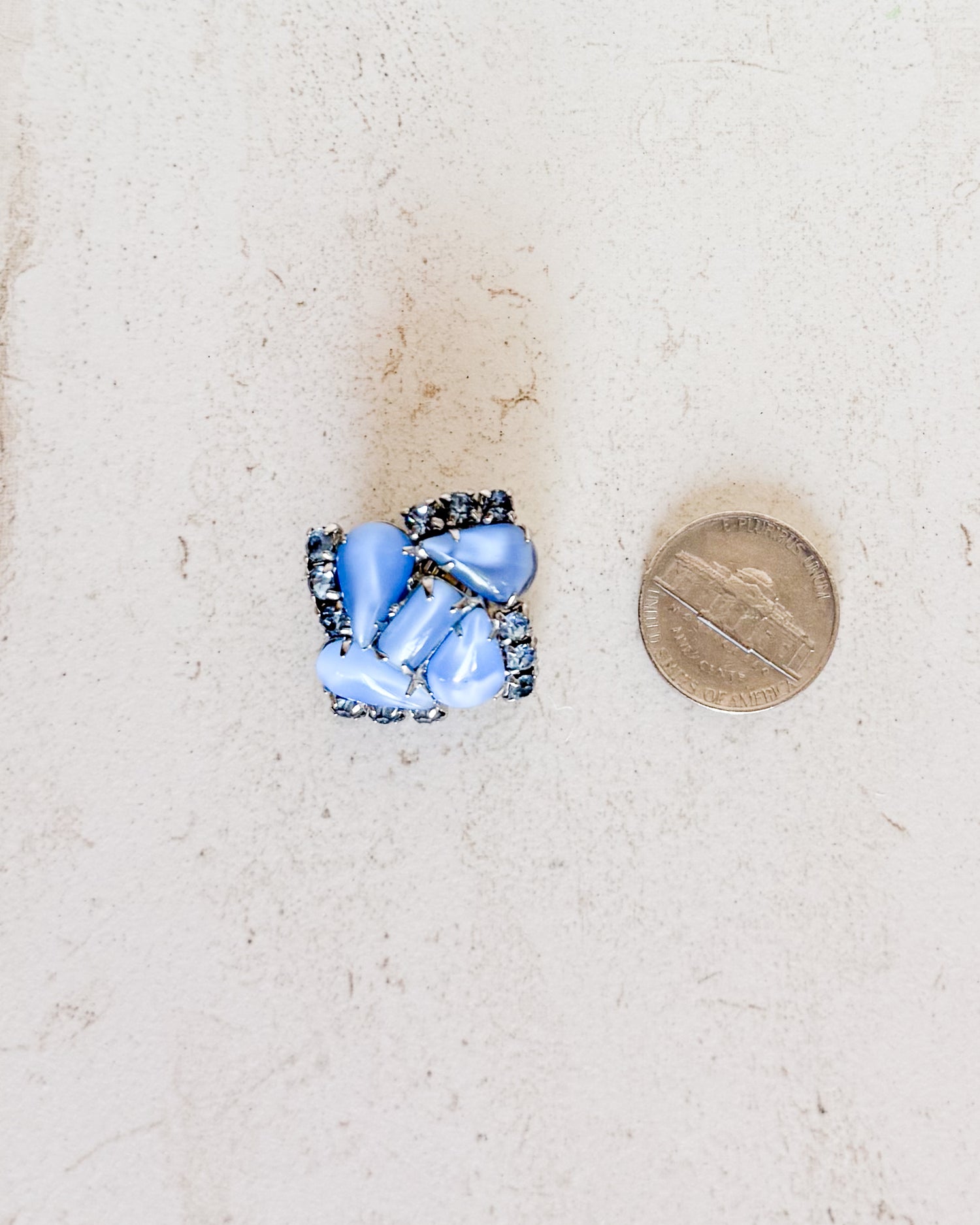 Vintage Periwinkle Stone Clip-On Earrings