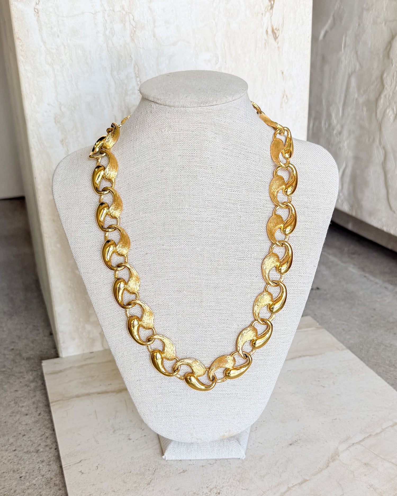 Vintage Signed  Collar Infinity Signed Runway Statement Gold Necklace