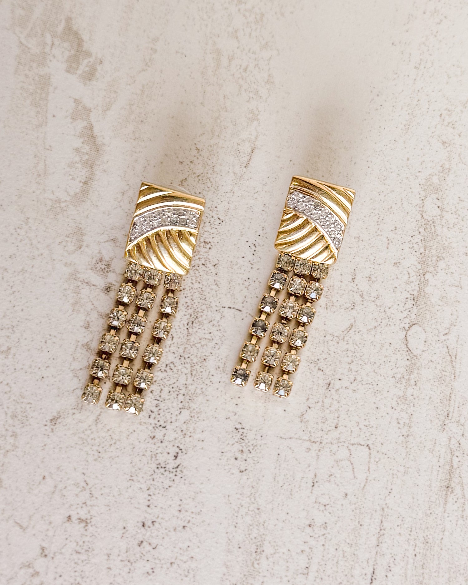 Vintage Signed Gold-tone tassel pierced earrings