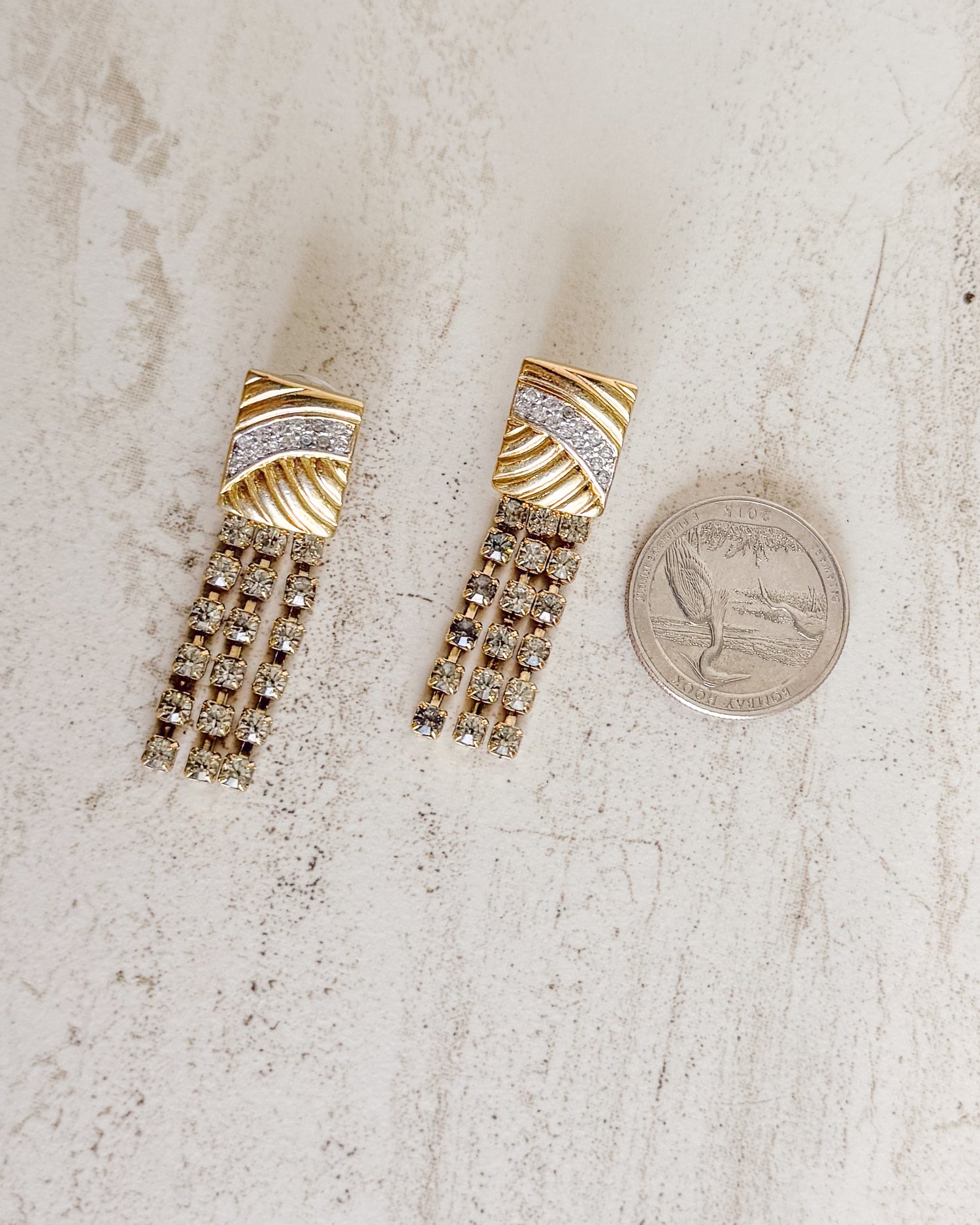 Vintage Signed Gold-tone tassel pierced earrings
