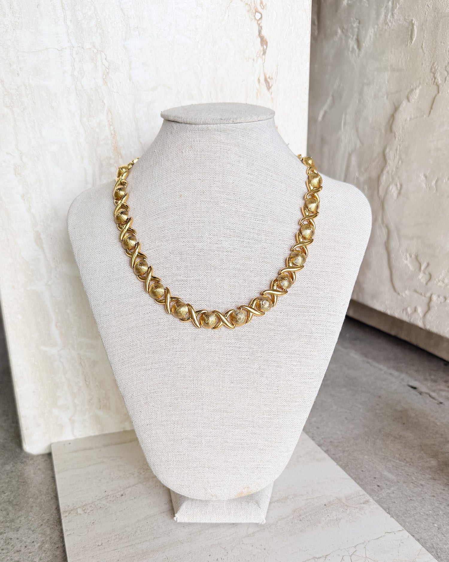 Vintage SIgned Chunky Link Gold Plated Necklace