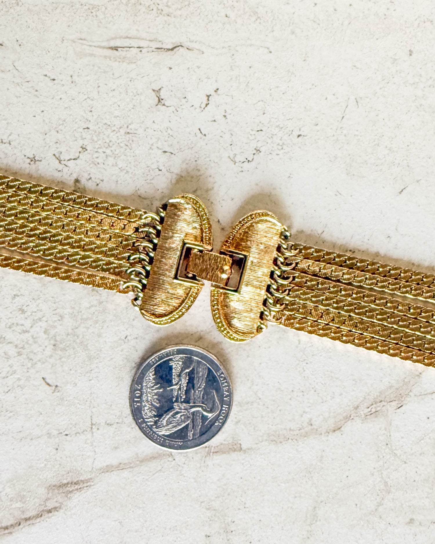 Vintage Signed 8 Layered Gold Toned Chain Necklace