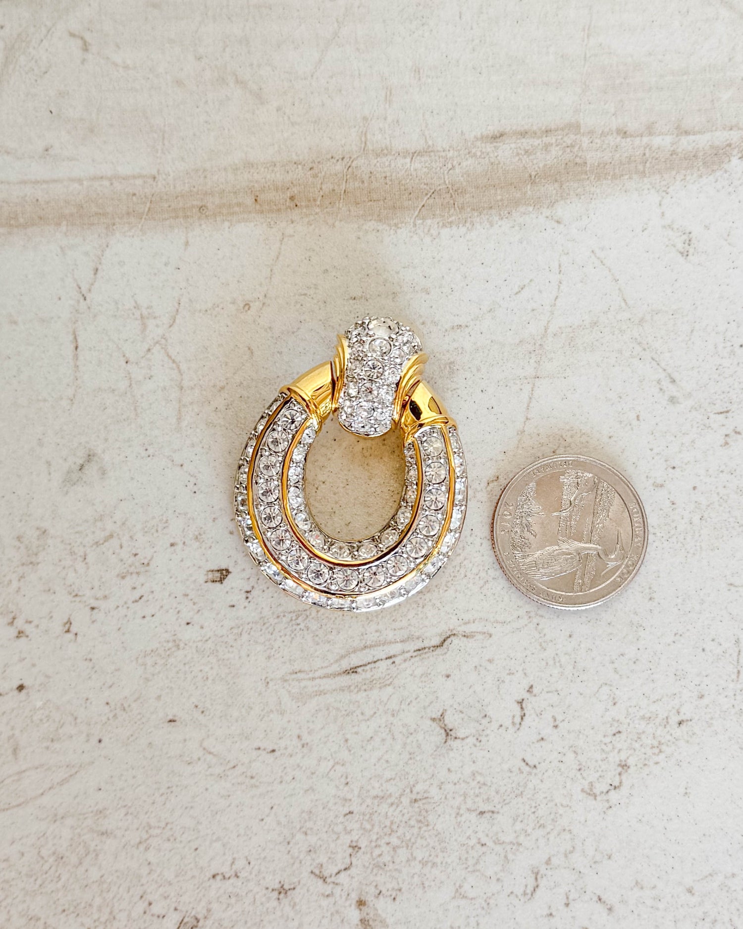 Vintage RHINESTONE DOOR KNOCKER CLIP EARRINGS