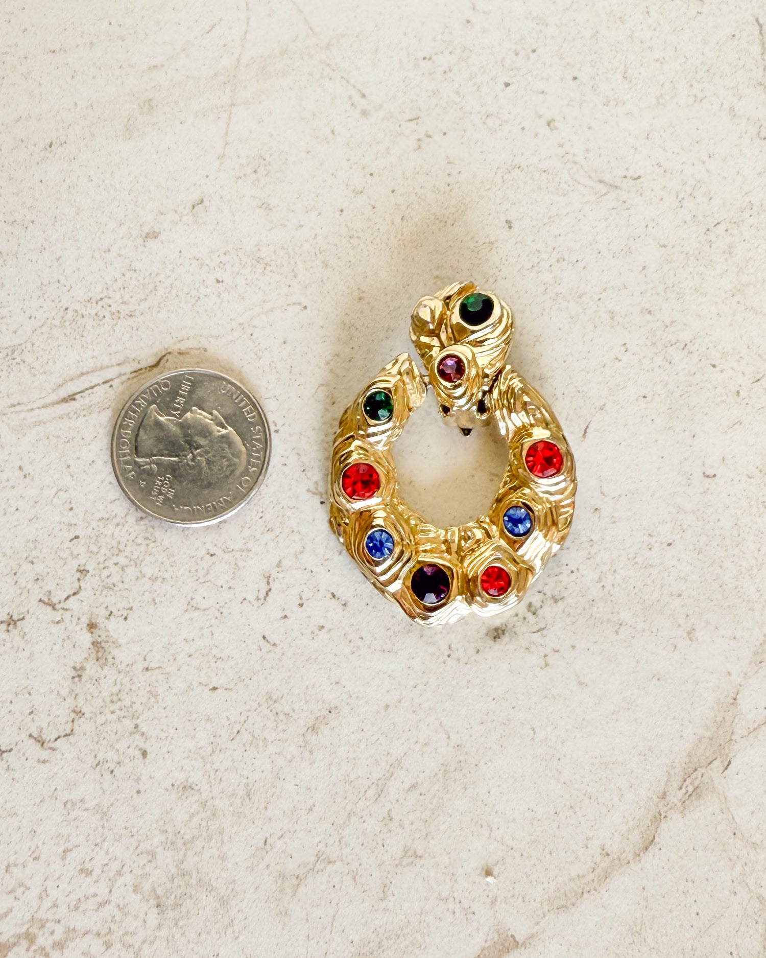 Vintage Gemstone Oval Clip Earrings