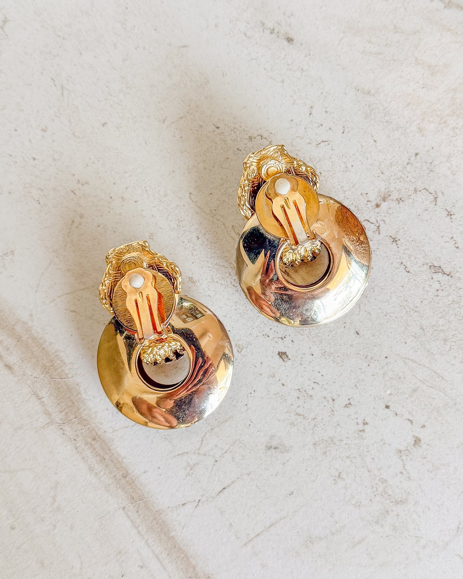 Vintage Signed Silver & Gold Rhinestone Clip On Earrings