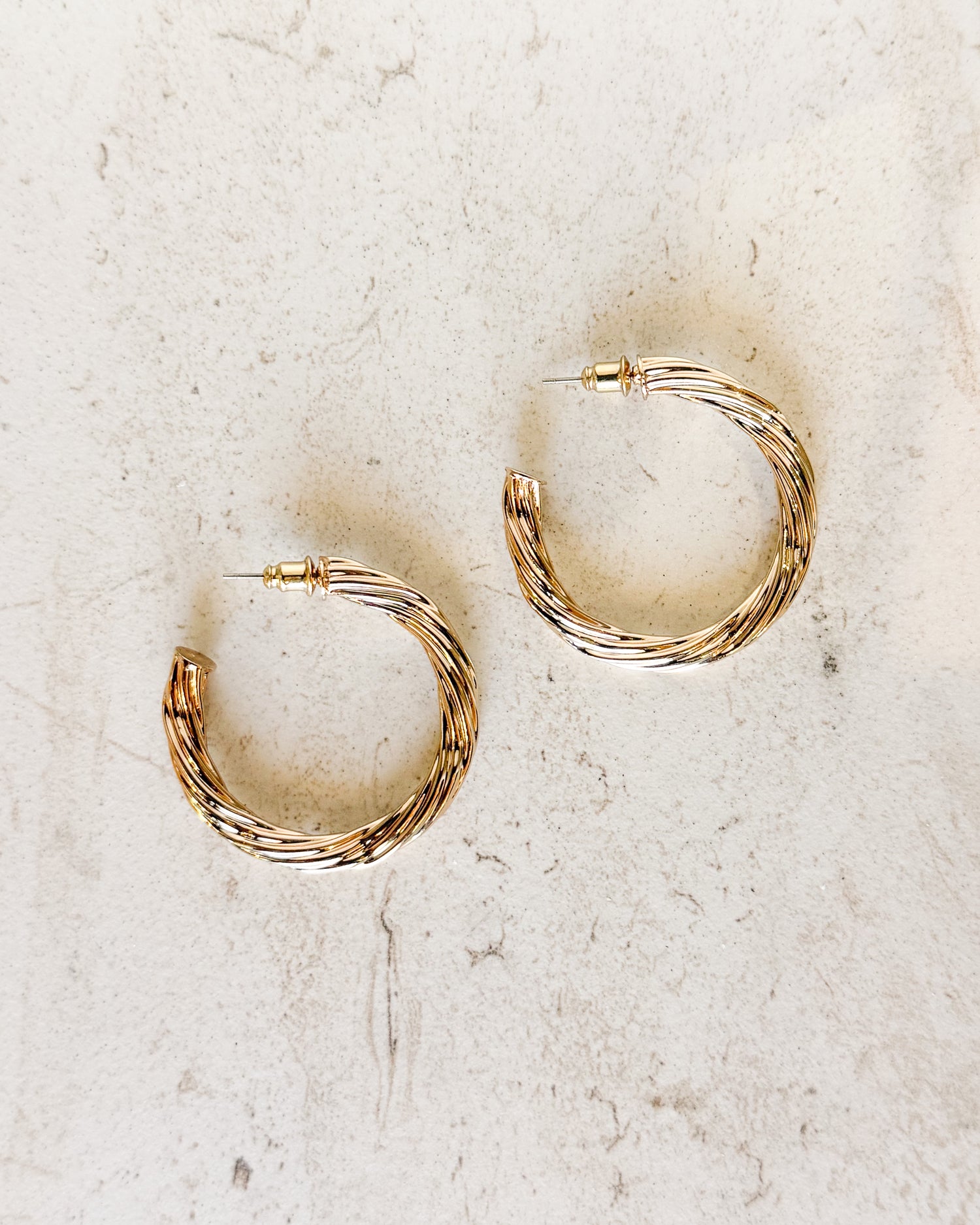 Helix Twisted Hoop Earrings Gold