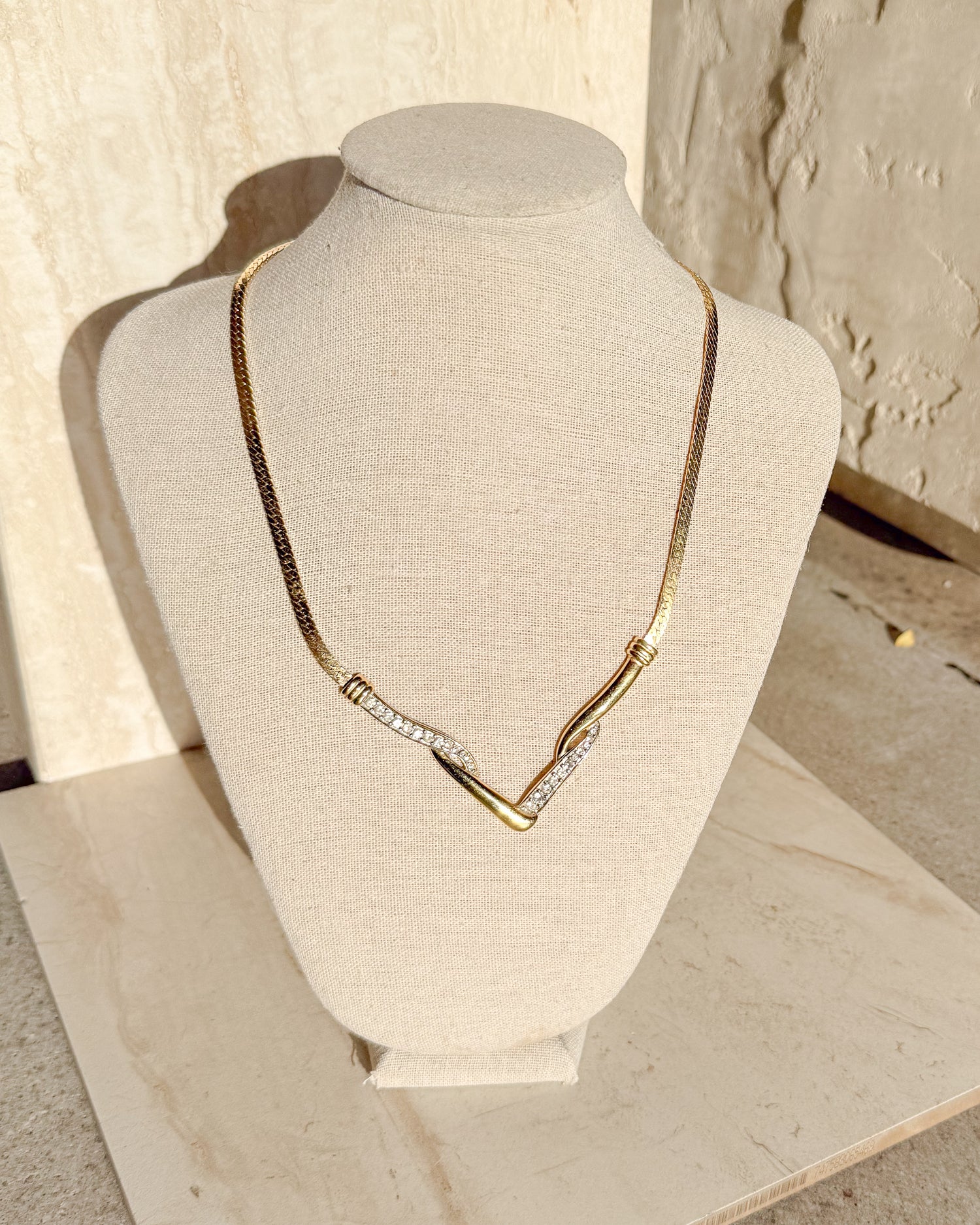 Vintage 70s Signed CHEVRON NECKLACE