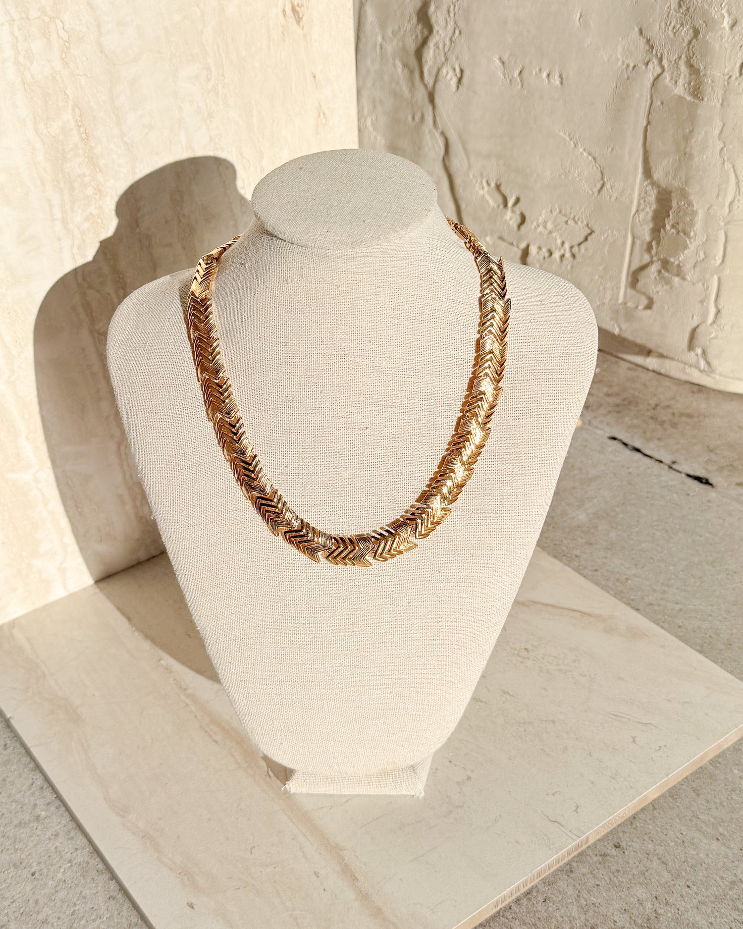 Vintage Signed 1980's Gold Modern Statement Collar Necklace