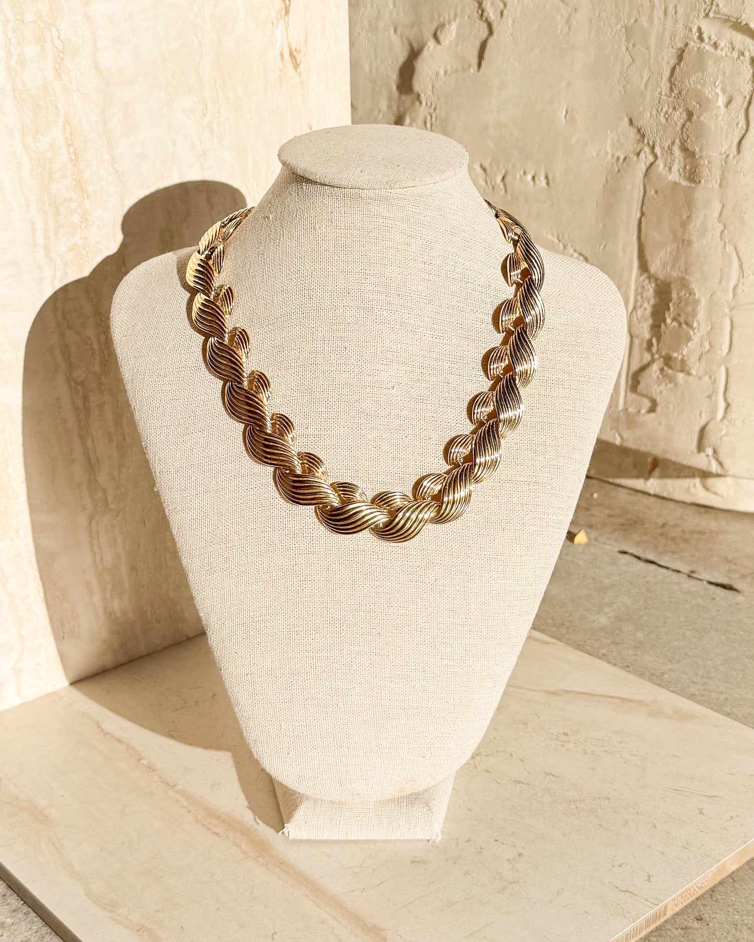 Vintage Gold Tone Leaf Necklace